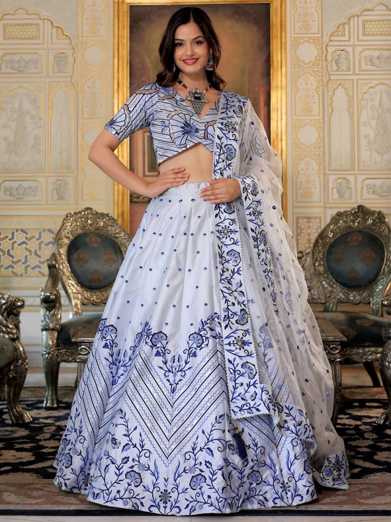 MyFashion -17079 Designer Satin Embroidered Lehenga Choli Collection