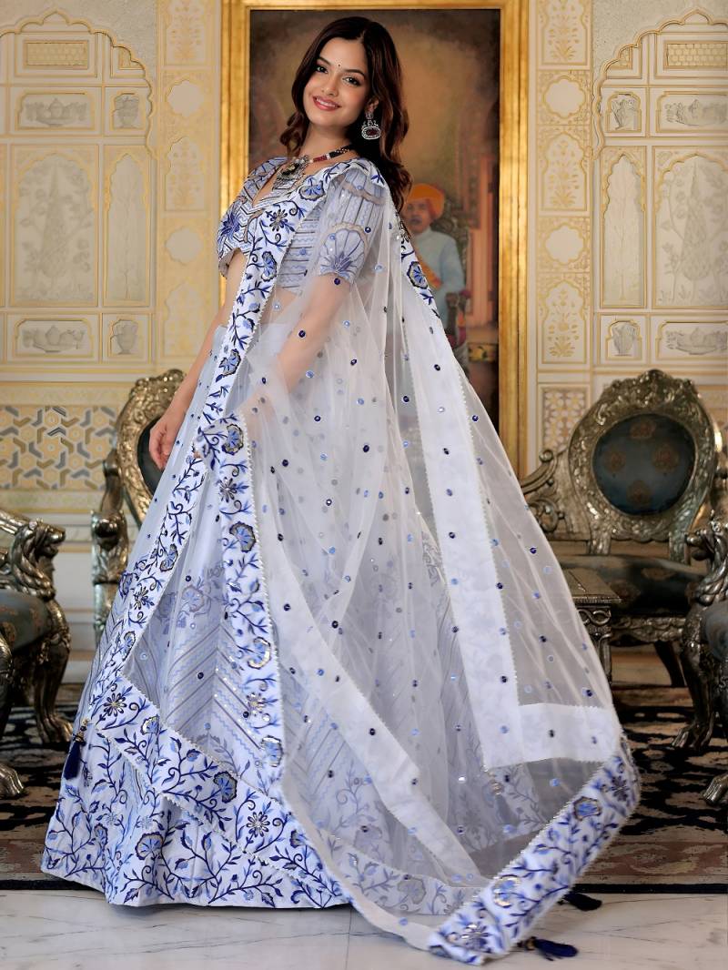 MyFashion -17079 Designer Satin Embroidered Lehenga Choli Collection
