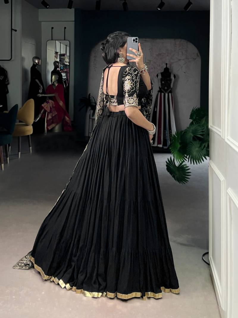 MyFashion -1691 Rayon With Golden Embroidery Lehenga Navratri Collection