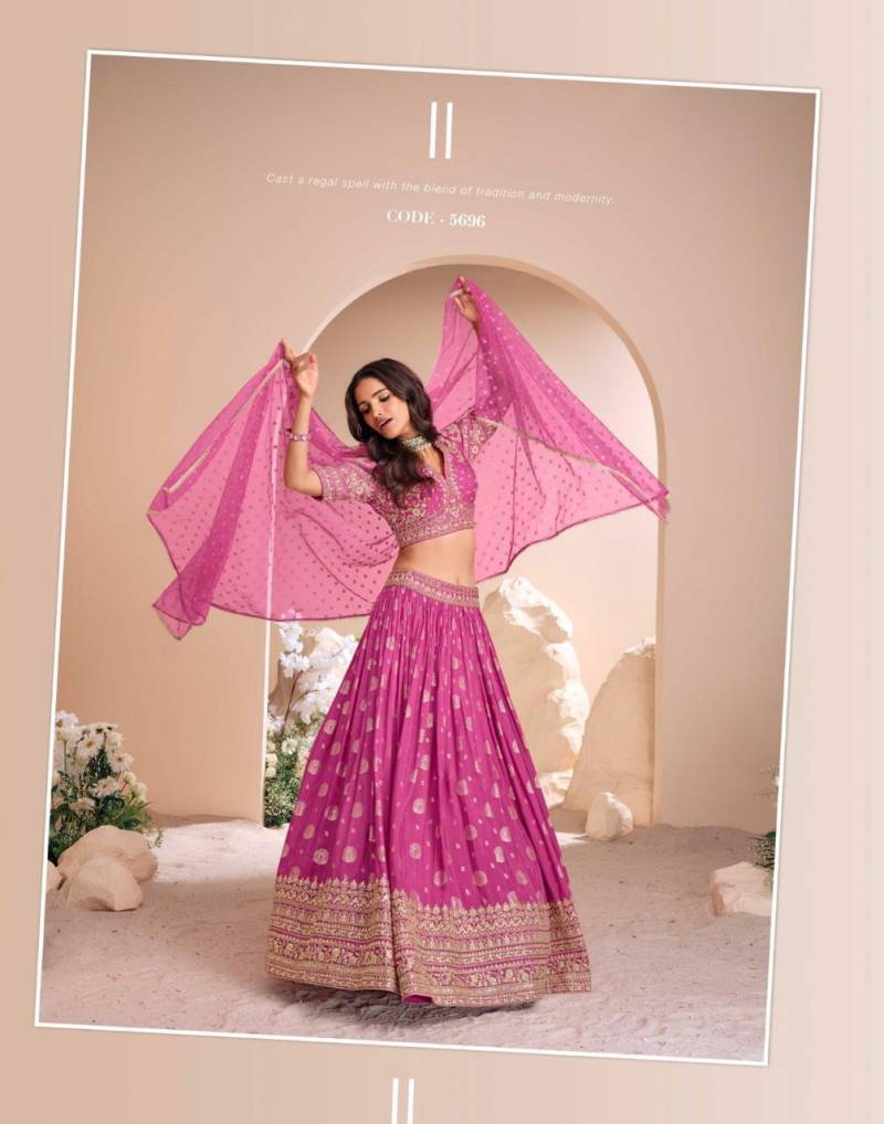 MyFashion -5696 Viscose Jacquard Embroidered Silk Lehenga Choli with Dupatta