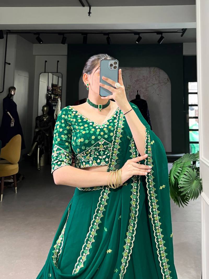 MyFashion -1447 Georgette Thread Embroidery Worked Designer Lehenga