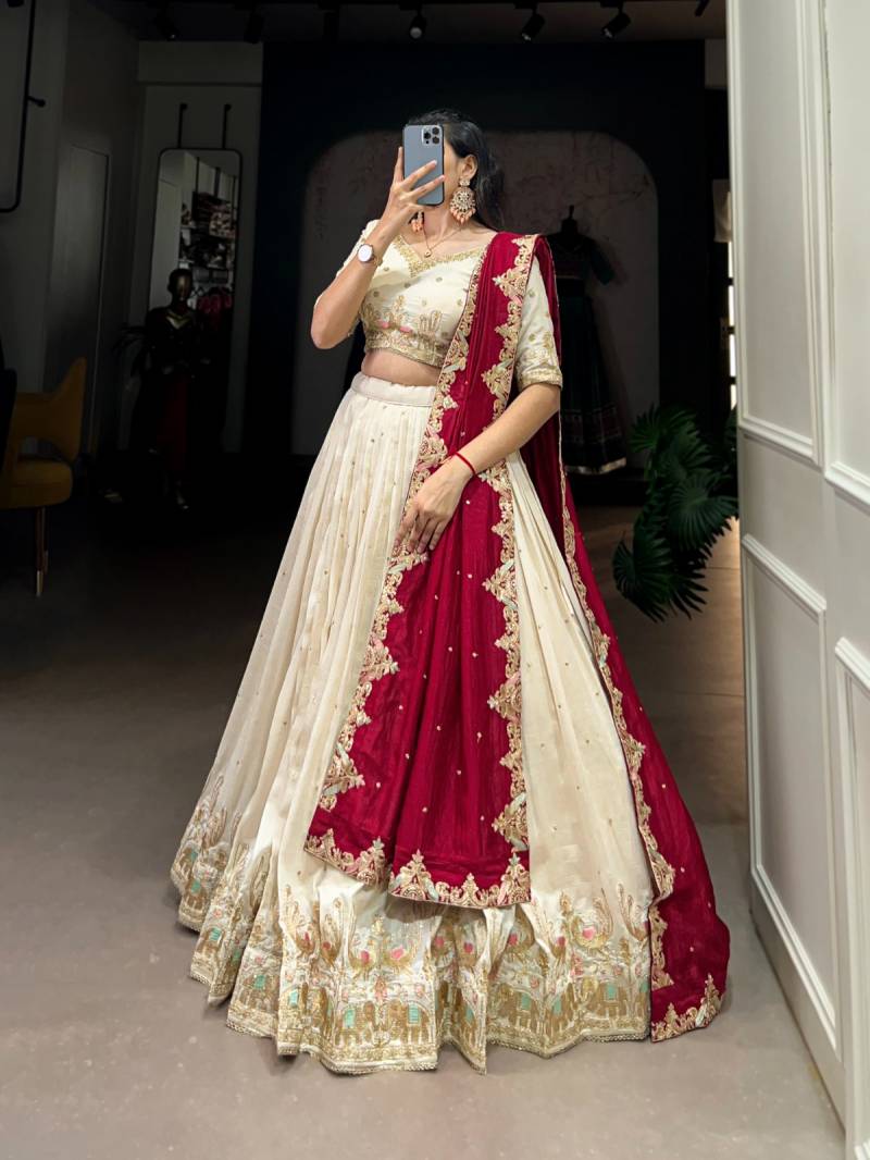 MyFashion -1411 Vichitra Silk Thread Embroidered Lehenga Choli