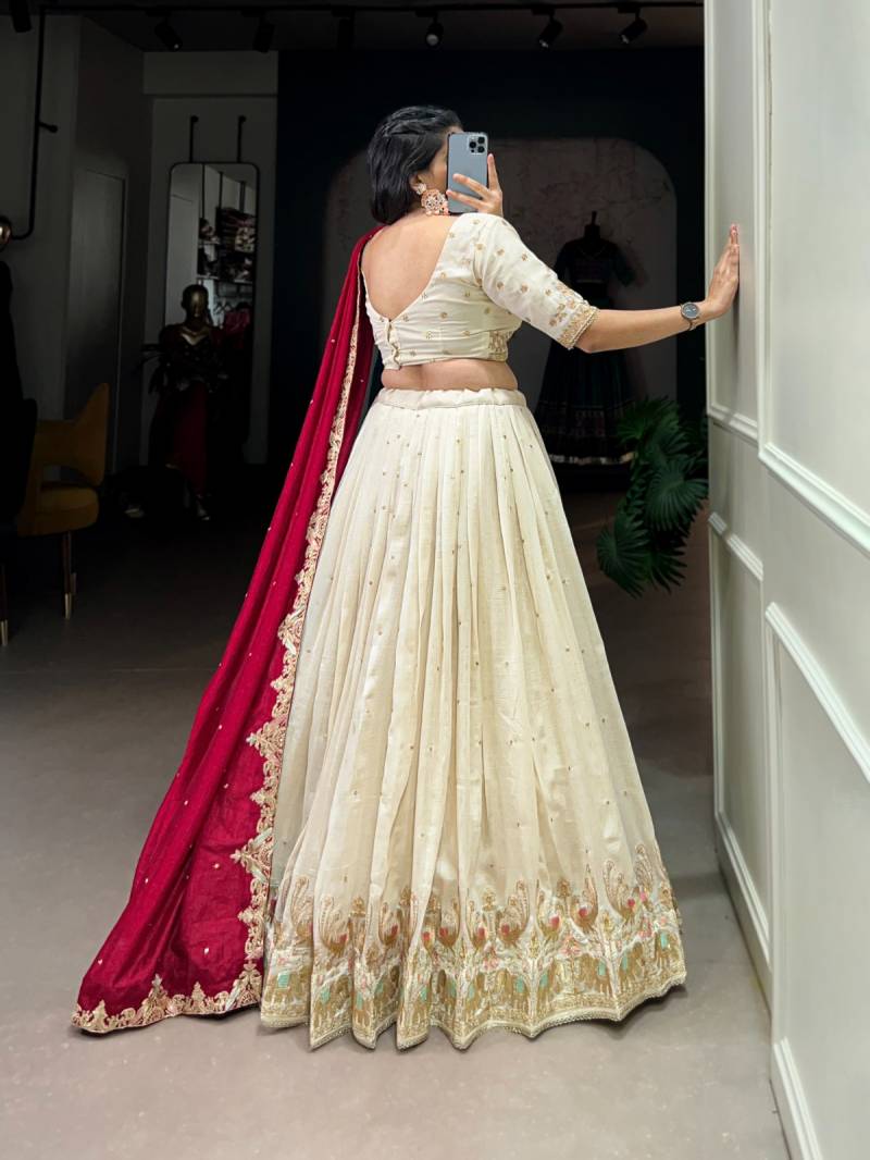 MyFashion -1411 Vichitra Silk Thread Embroidered Lehenga Choli