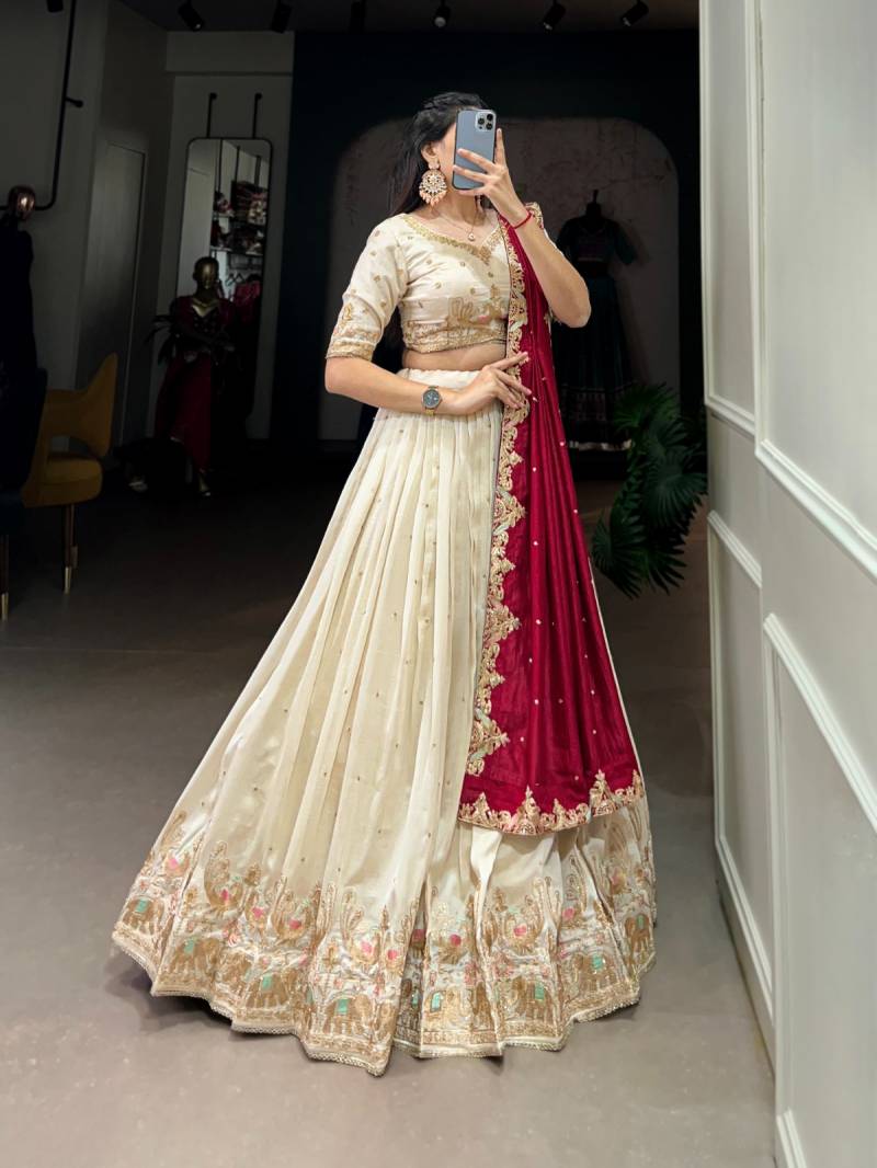 MyFashion -1411 Vichitra Silk Thread Embroidered Lehenga Choli