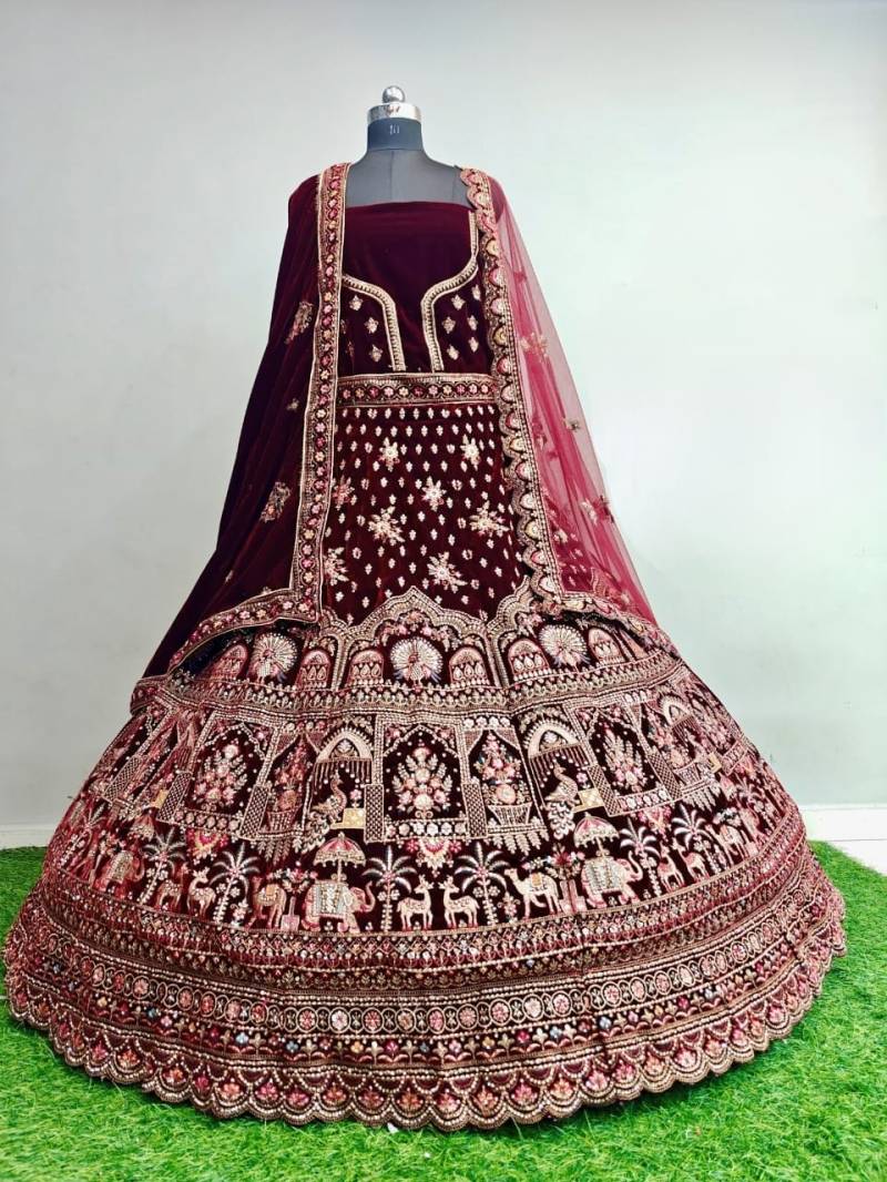 MyFashion -008 Velvet Embroidery Multi Thread Worked Designer Bridal Lehenga Choli