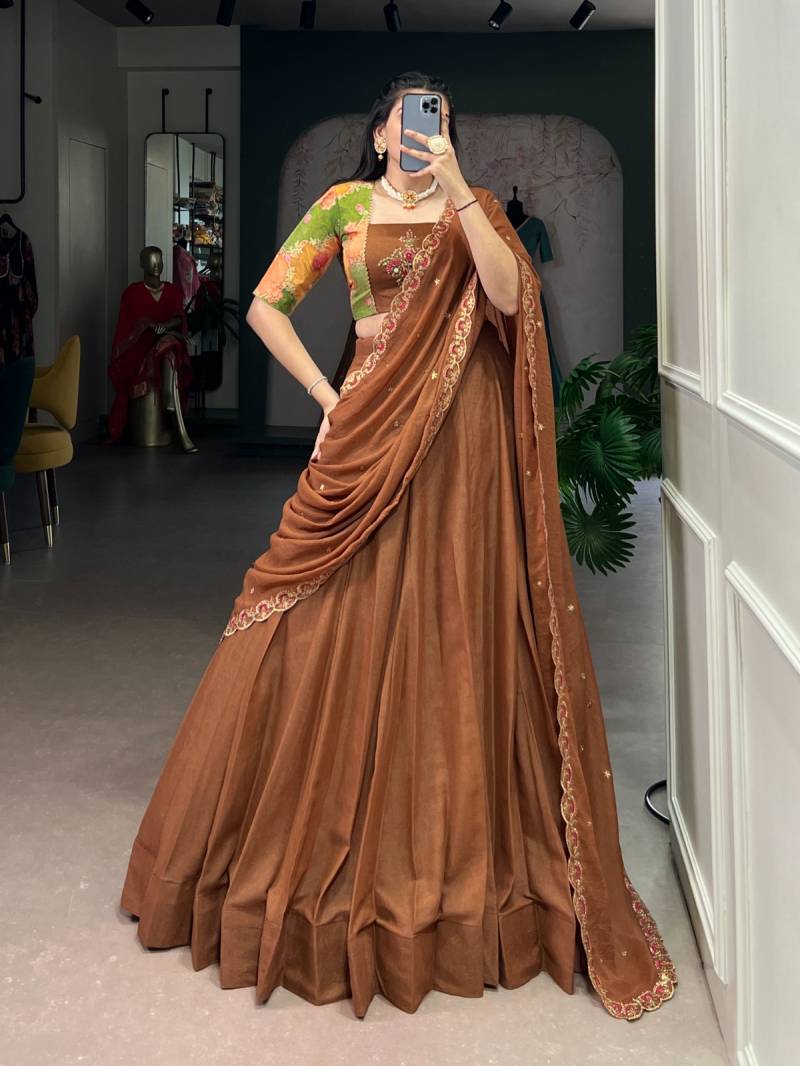 MyFashion -1068 Chocolate Crush Plain Lehenga Choli Collection