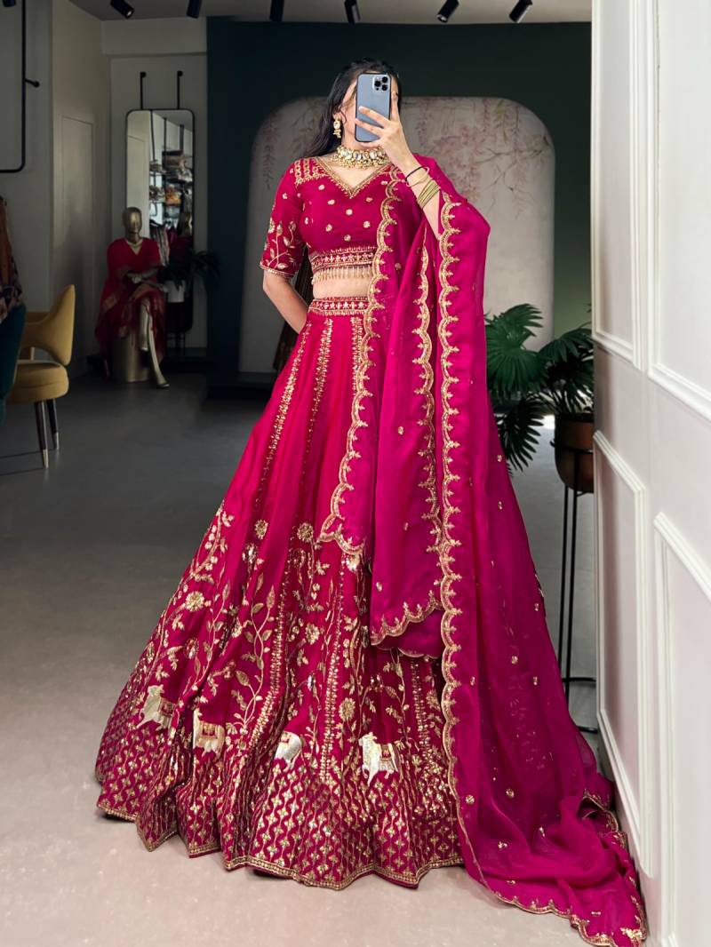 MyFashion -1459 Natural Silk Thread Embroidery Worked Designer Lehenga Choli