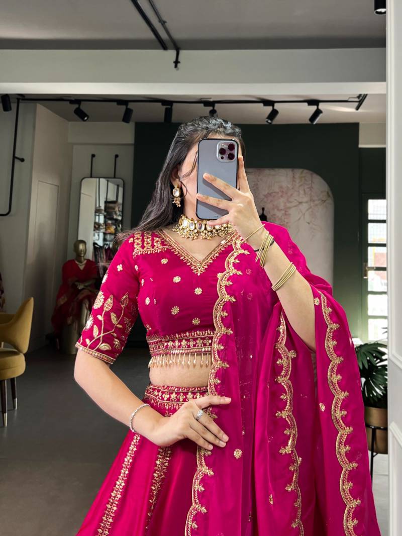MyFashion -1459 Natural Silk Thread Embroidery Worked Designer Lehenga Choli