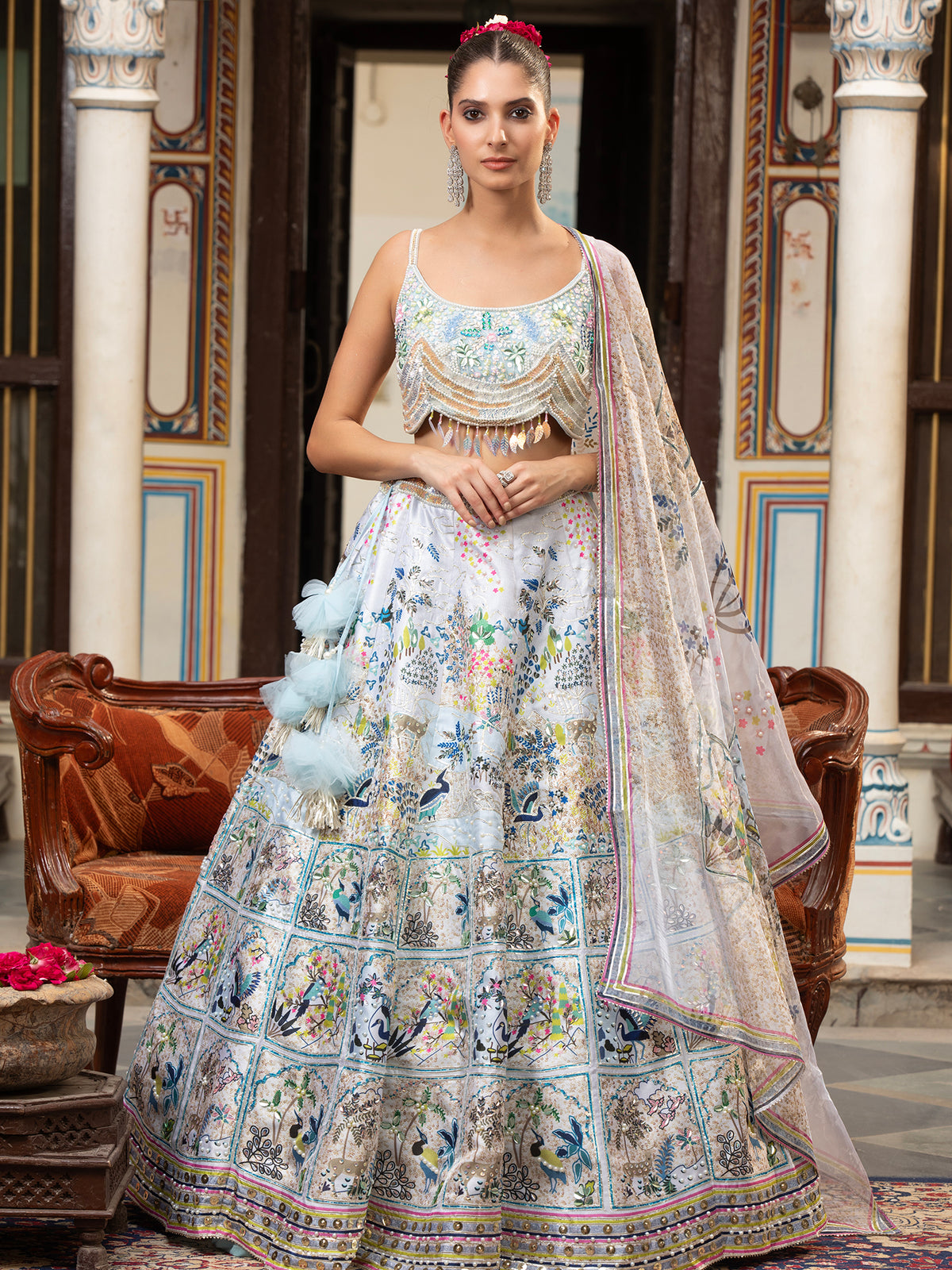 MyFashion -KLS-1491 Off-White Silk Lehenga With Applique