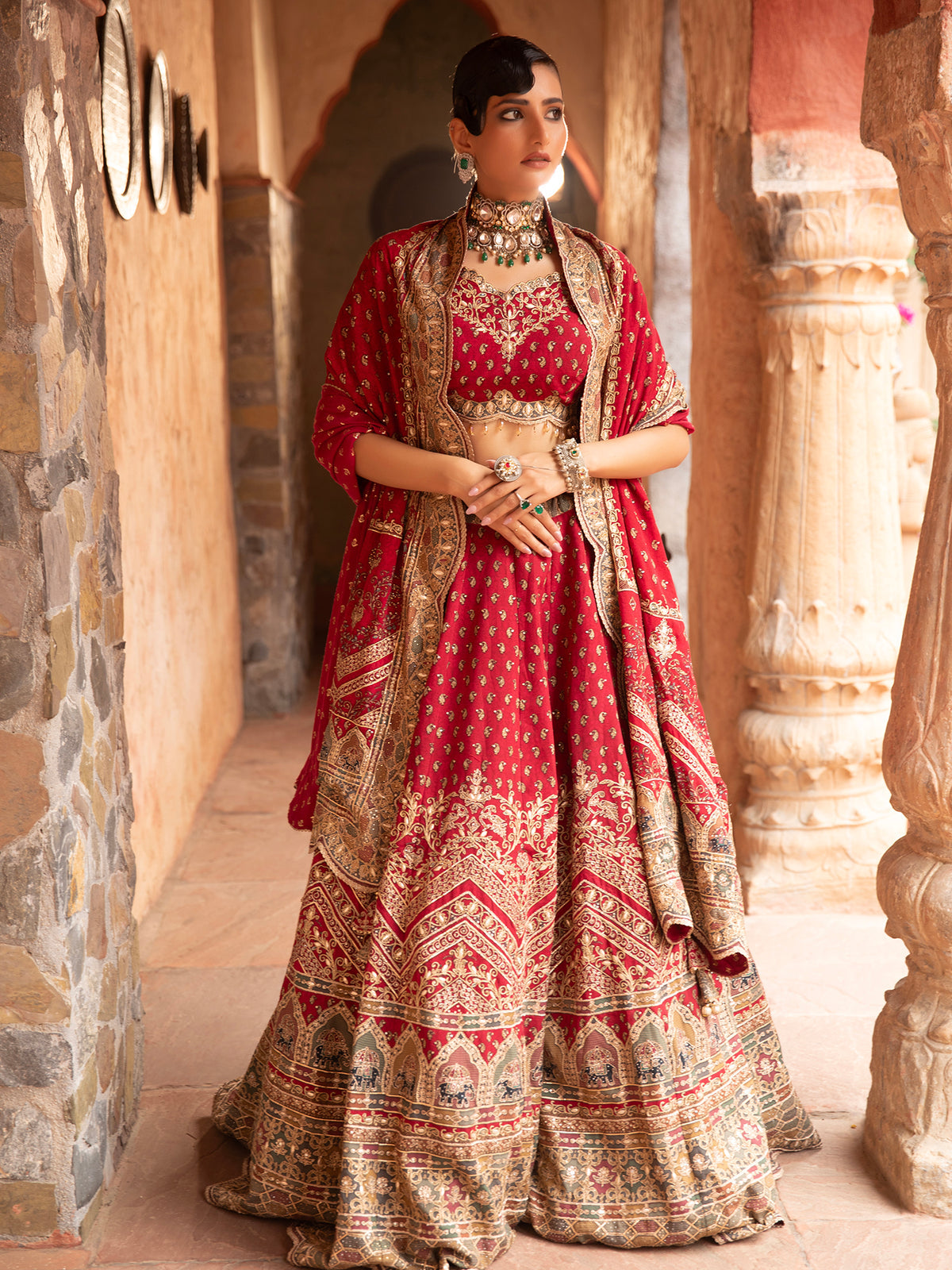 MyFashion -KLS-1510 Red Georgette Lehenga With Digital Print, Thread
