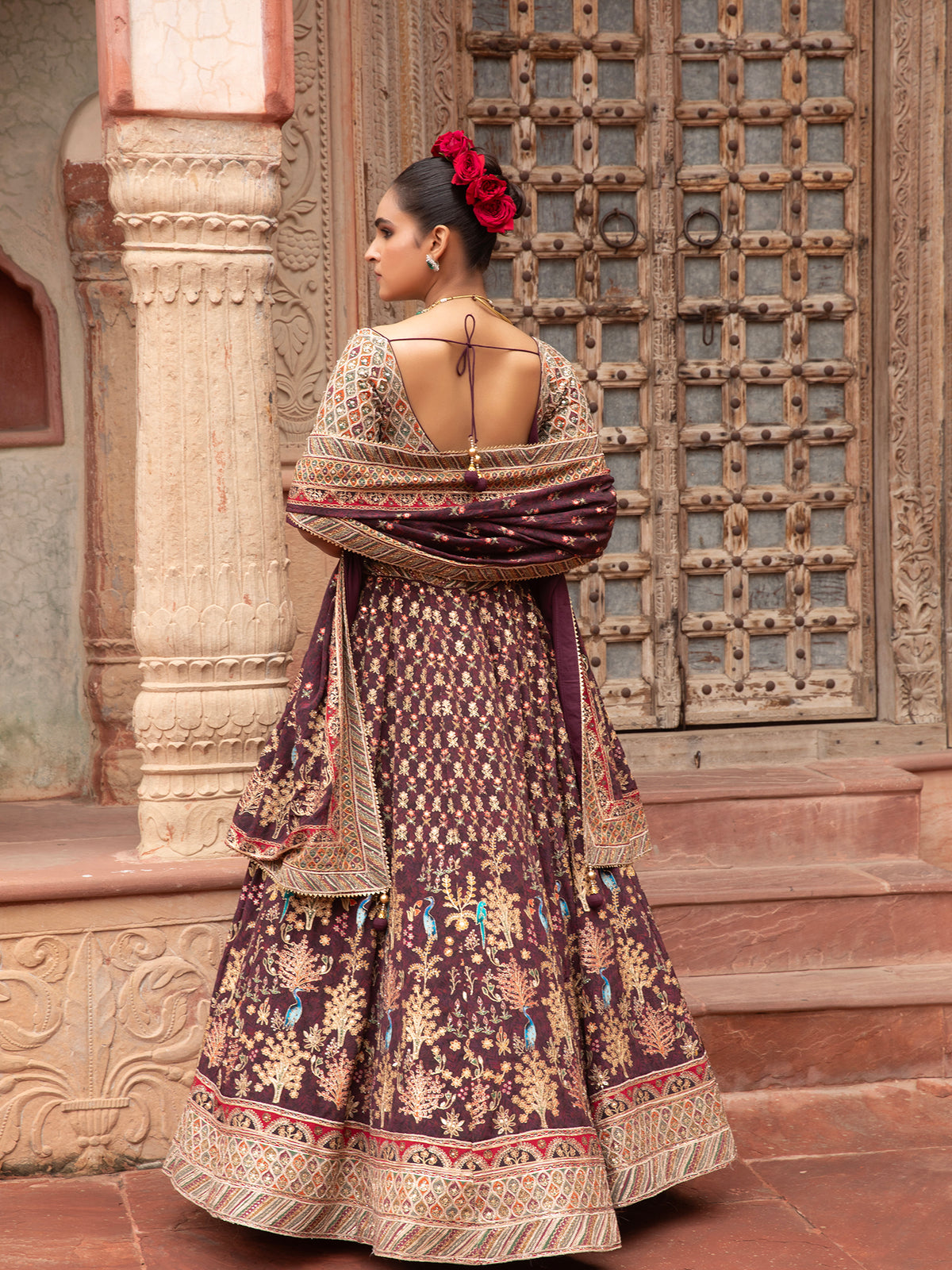MyFashion -KLS-1508 Dark Maroon Georgette Lehenga With Sequins