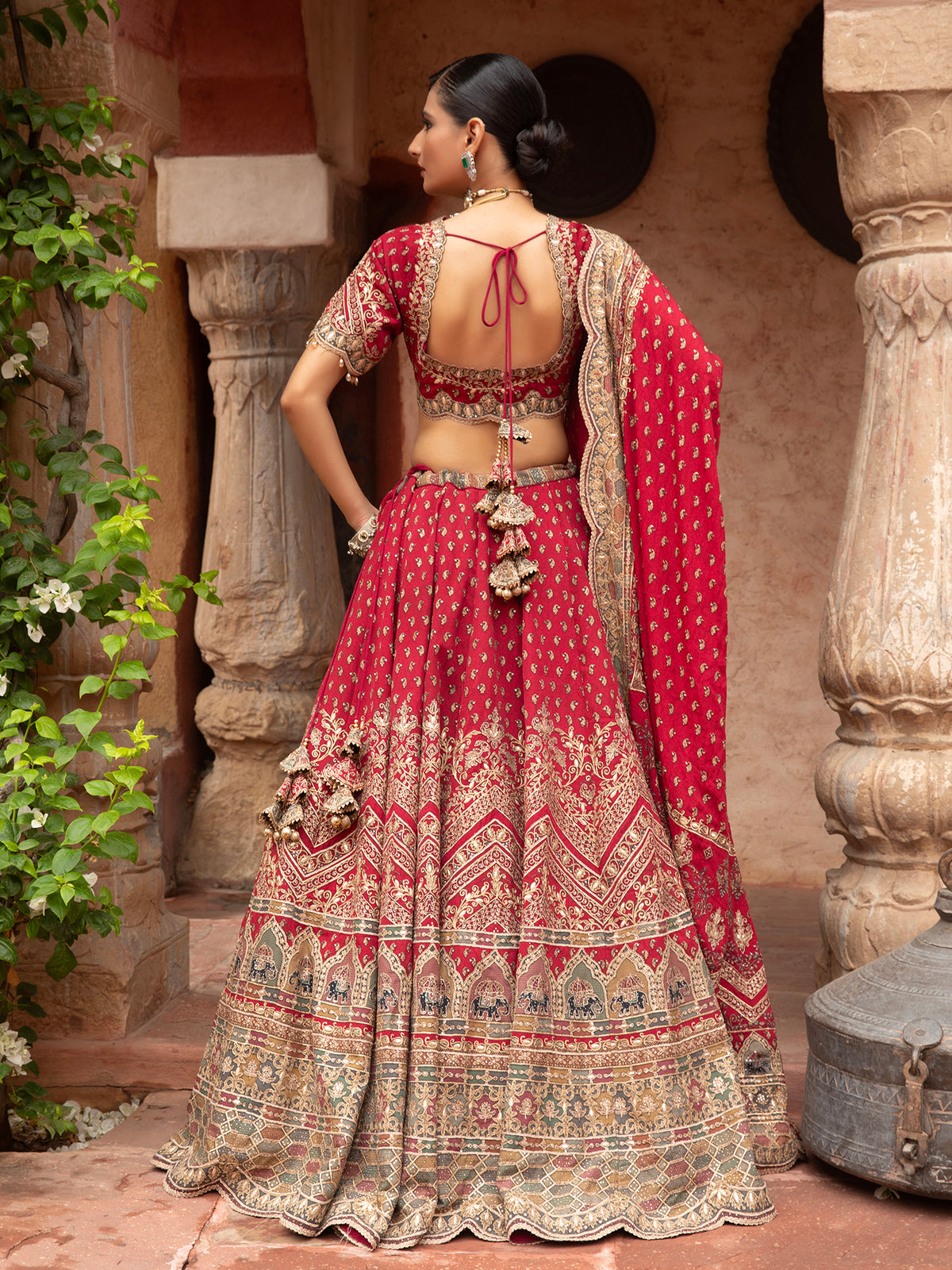 MyFashion -KLS-1510 Red Georgette Lehenga With Digital Print, Thread
