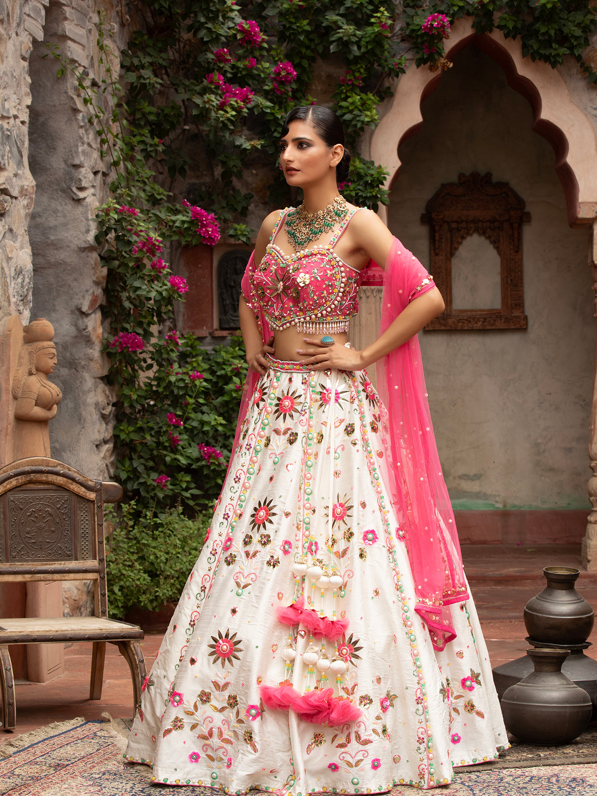 MyFashion -KLS-1501 White Silk Lehenga With Handcrafted Detailing