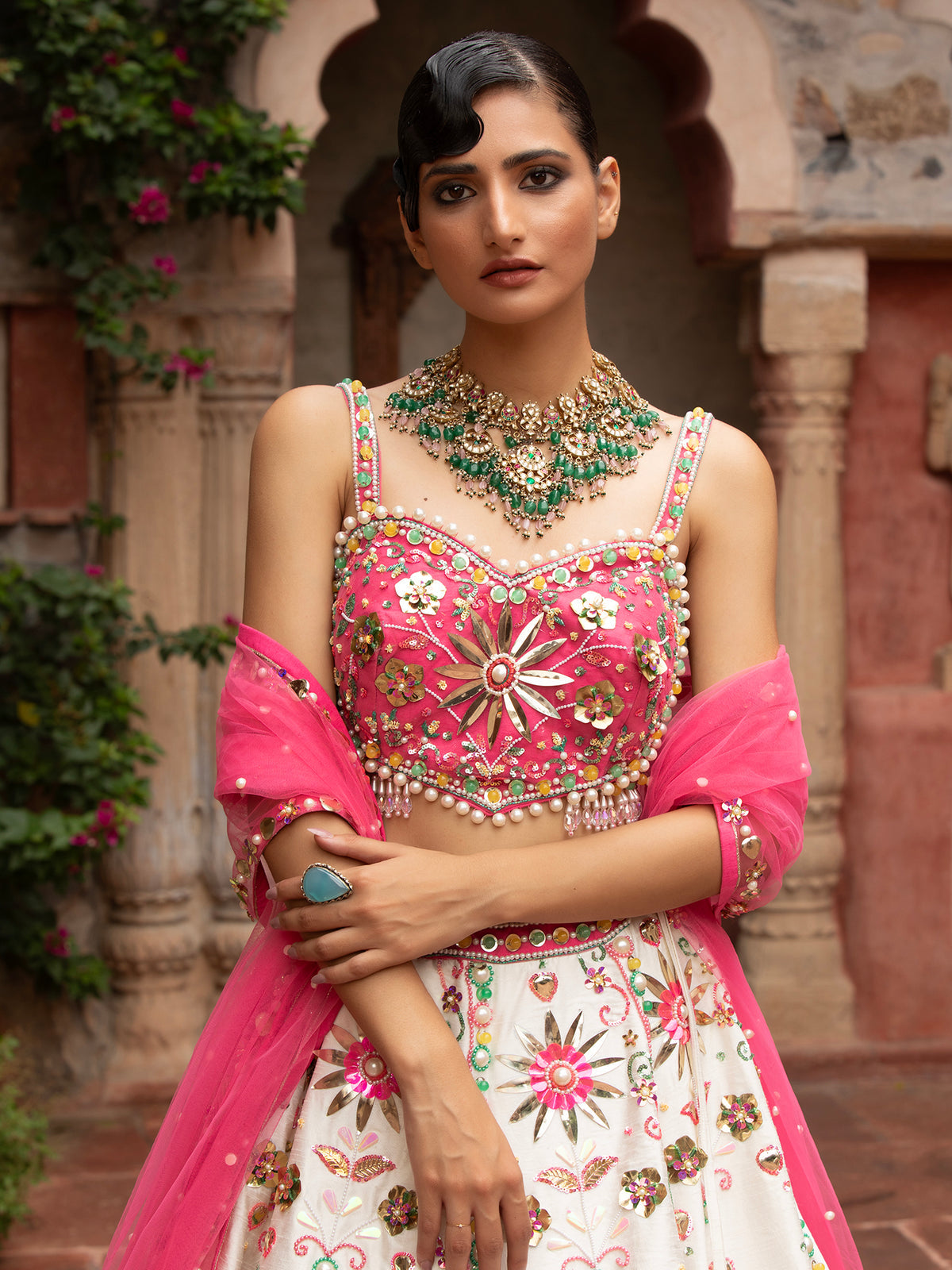 MyFashion -KLS-1501 White Silk Lehenga With Handcrafted Detailing