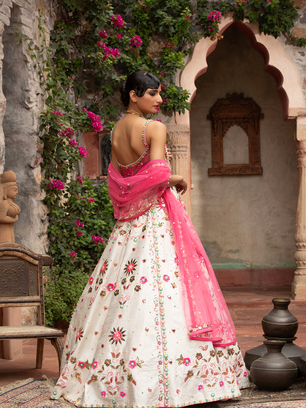 MyFashion -KLS-1501 White Silk Lehenga With Handcrafted Detailing