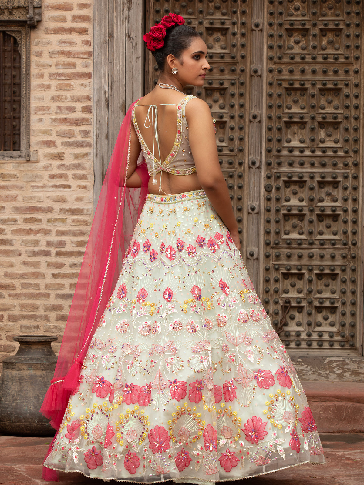 MyFashion -KLS-1502 Luxury Off-White Organza Lehenga