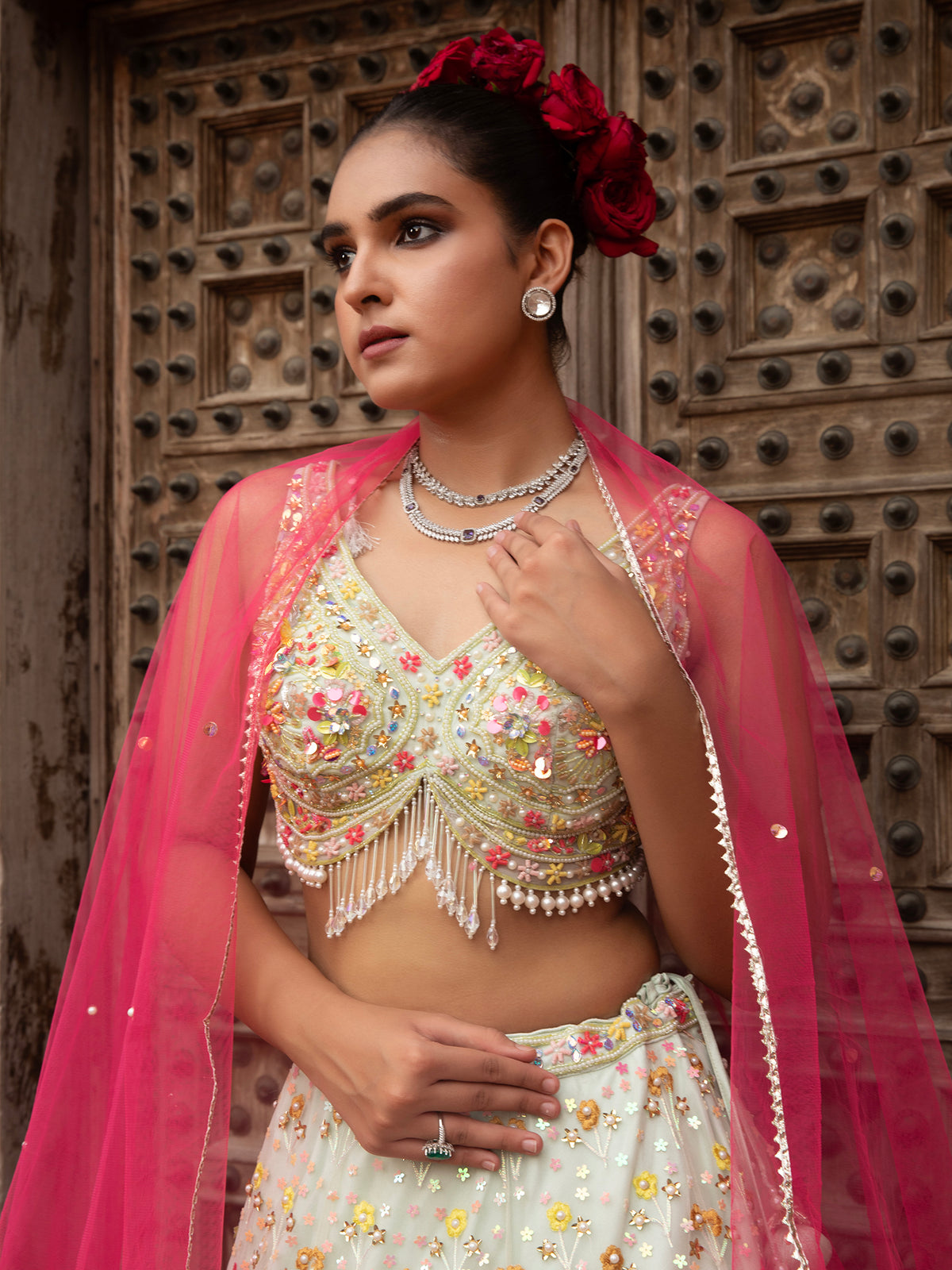 MyFashion -KLS-1502 Luxury Off-White Organza Lehenga