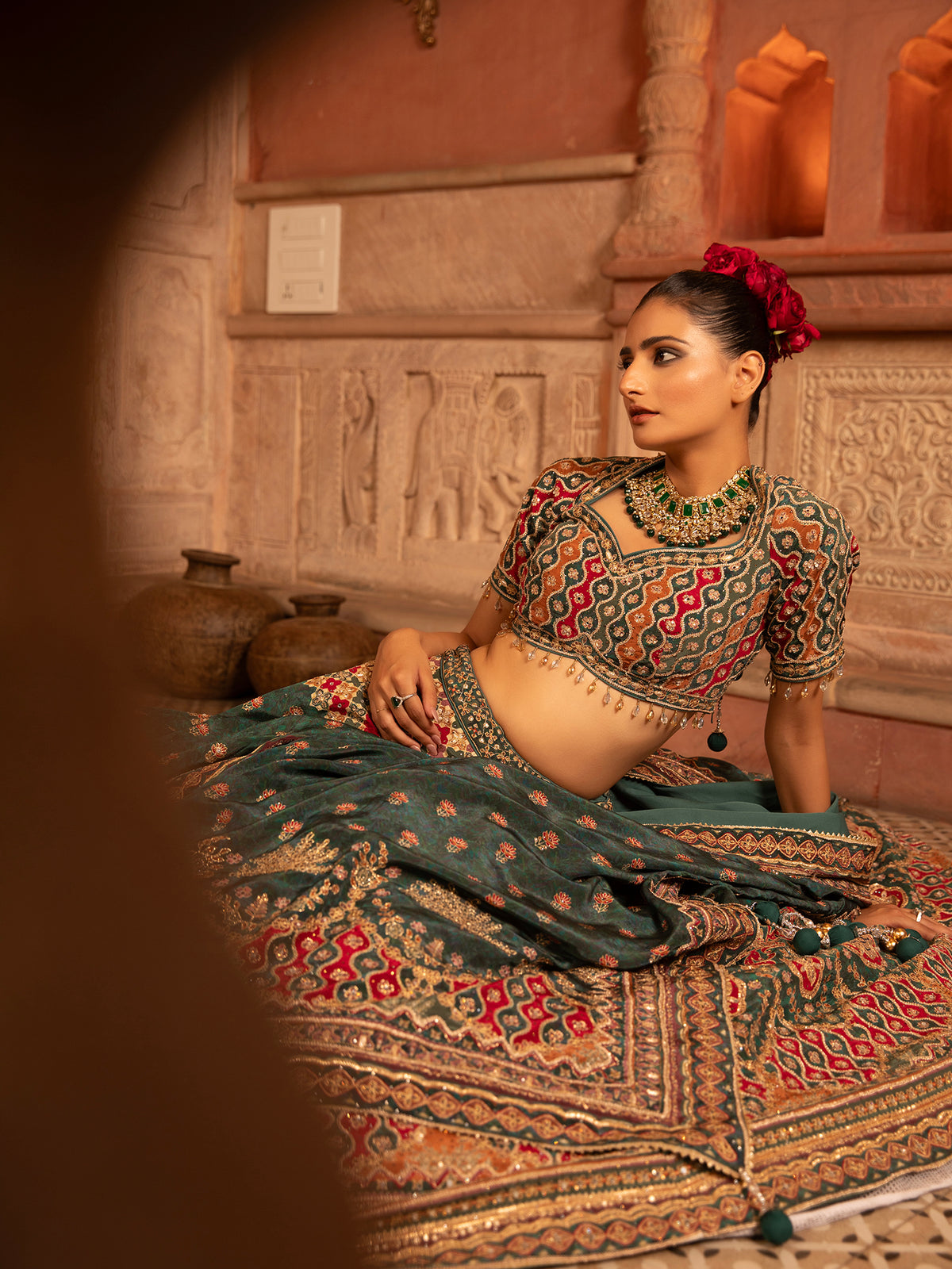 MyFashion -KLS-1509 Elegant Dark Green Georgette Bridal Lehenga
