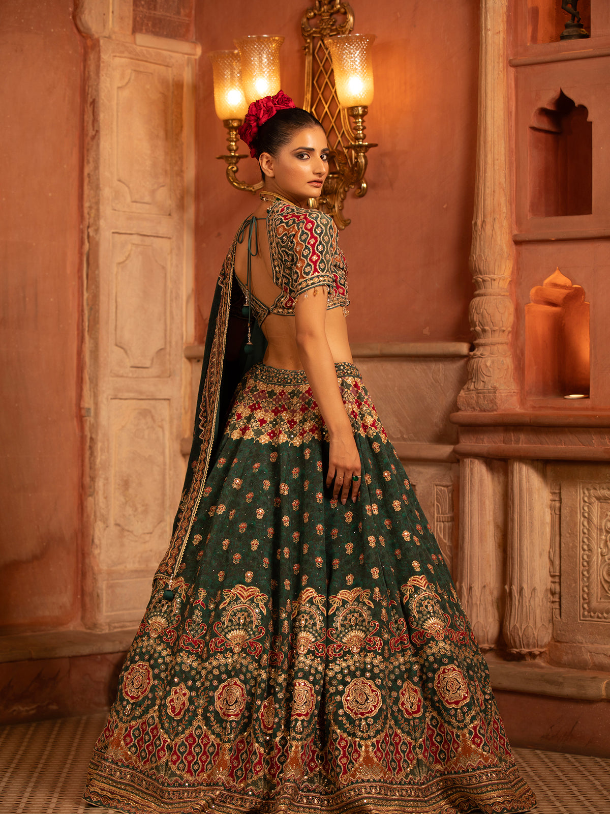 MyFashion -KLS-1509 Elegant Dark Green Georgette Bridal Lehenga