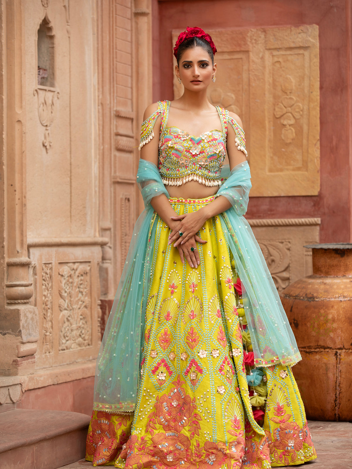 MyFashion -KLS-1498 Yellow Silk Lehenga With Applique Sequins Work