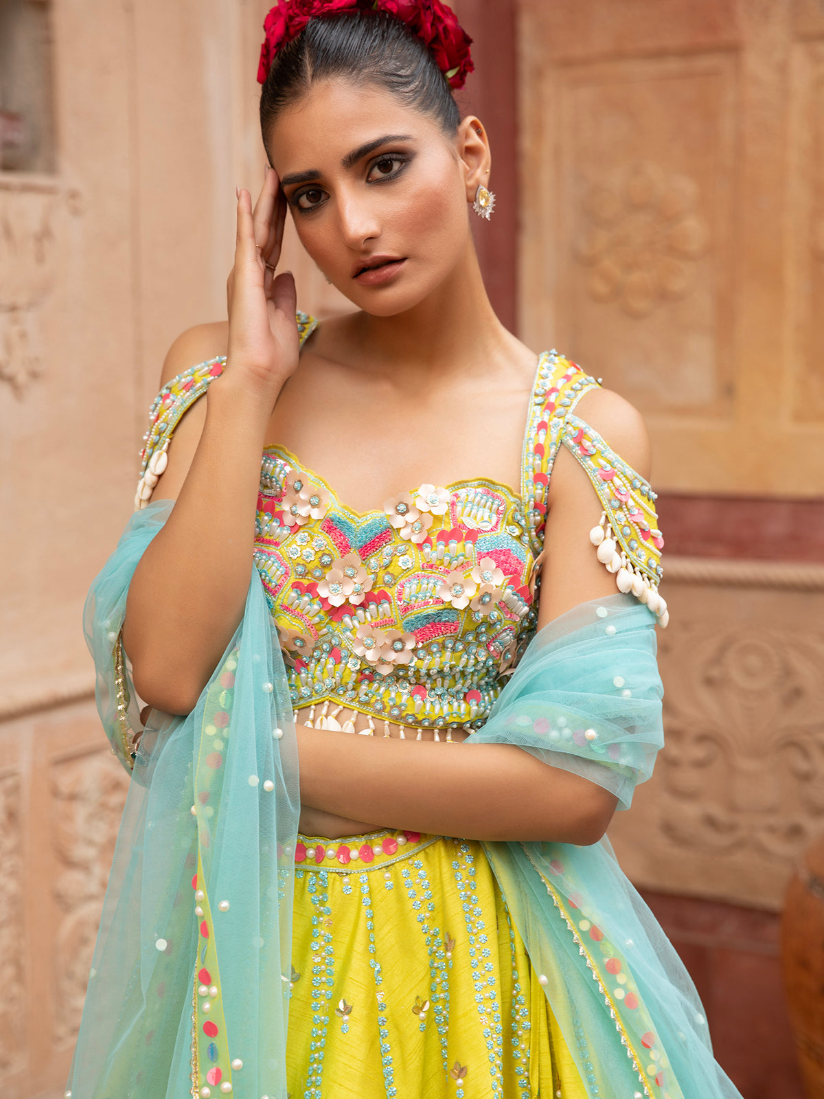 MyFashion -KLS-1498 Yellow Silk Lehenga With Applique Sequins Work