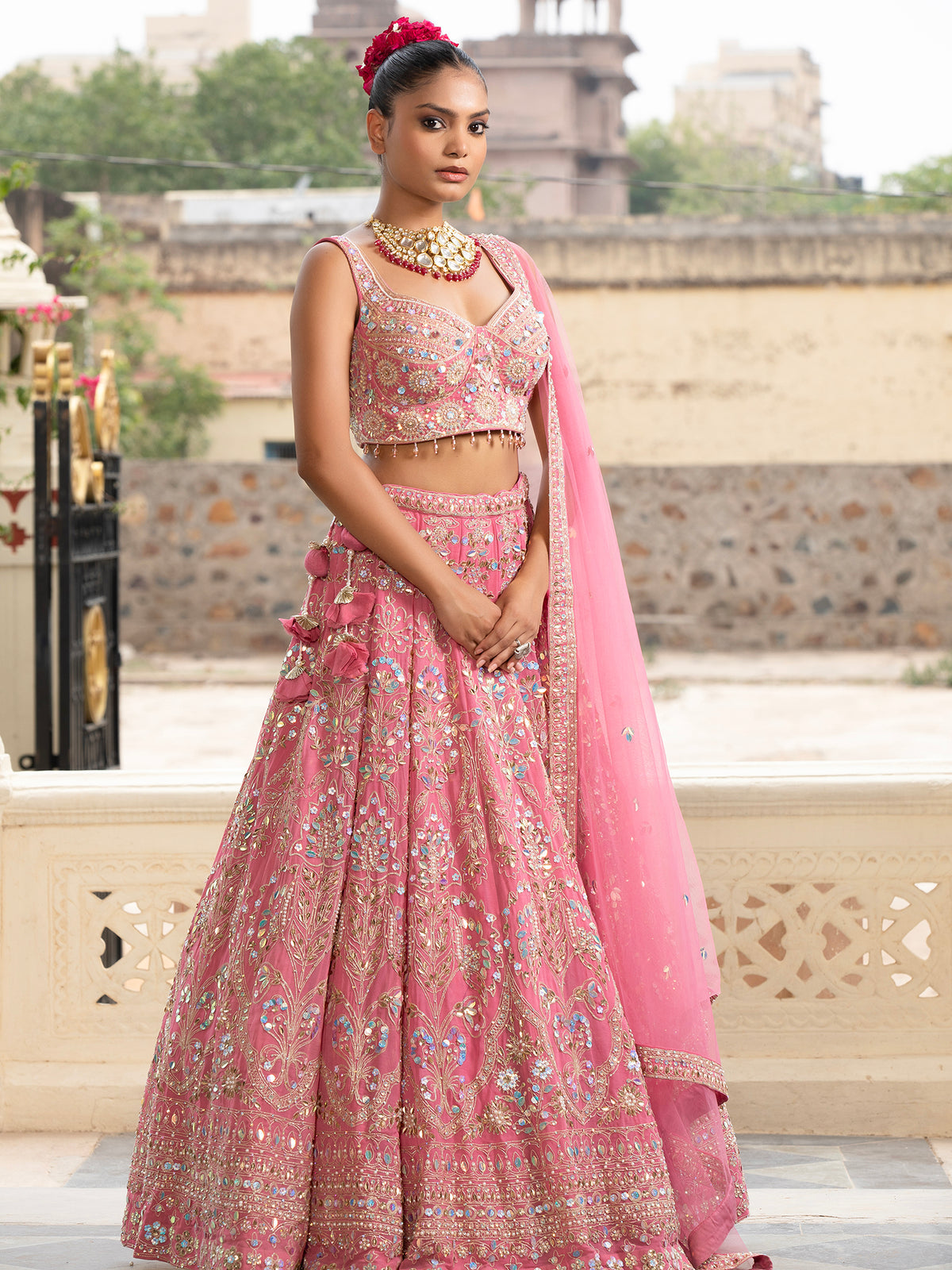 MyFashion -KLS-1494 Designer Peach Pink Georgette Lehenga