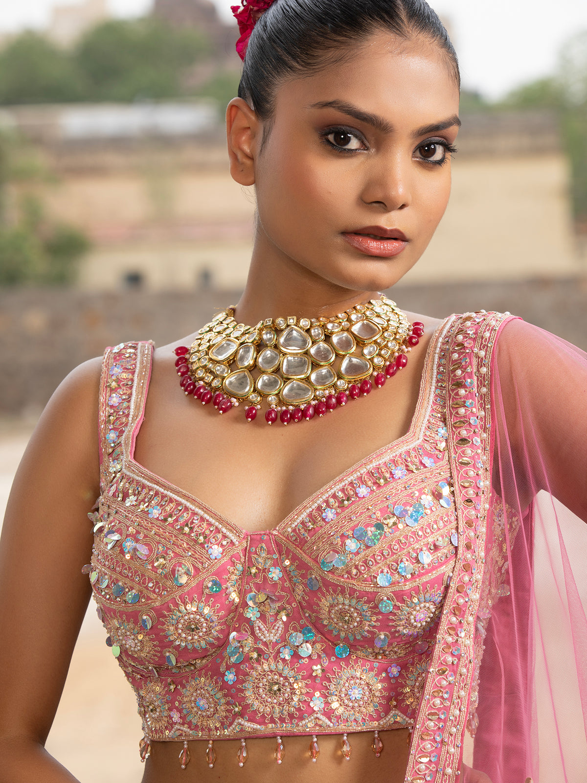 MyFashion -KLS-1494 Designer Peach Pink Georgette Lehenga