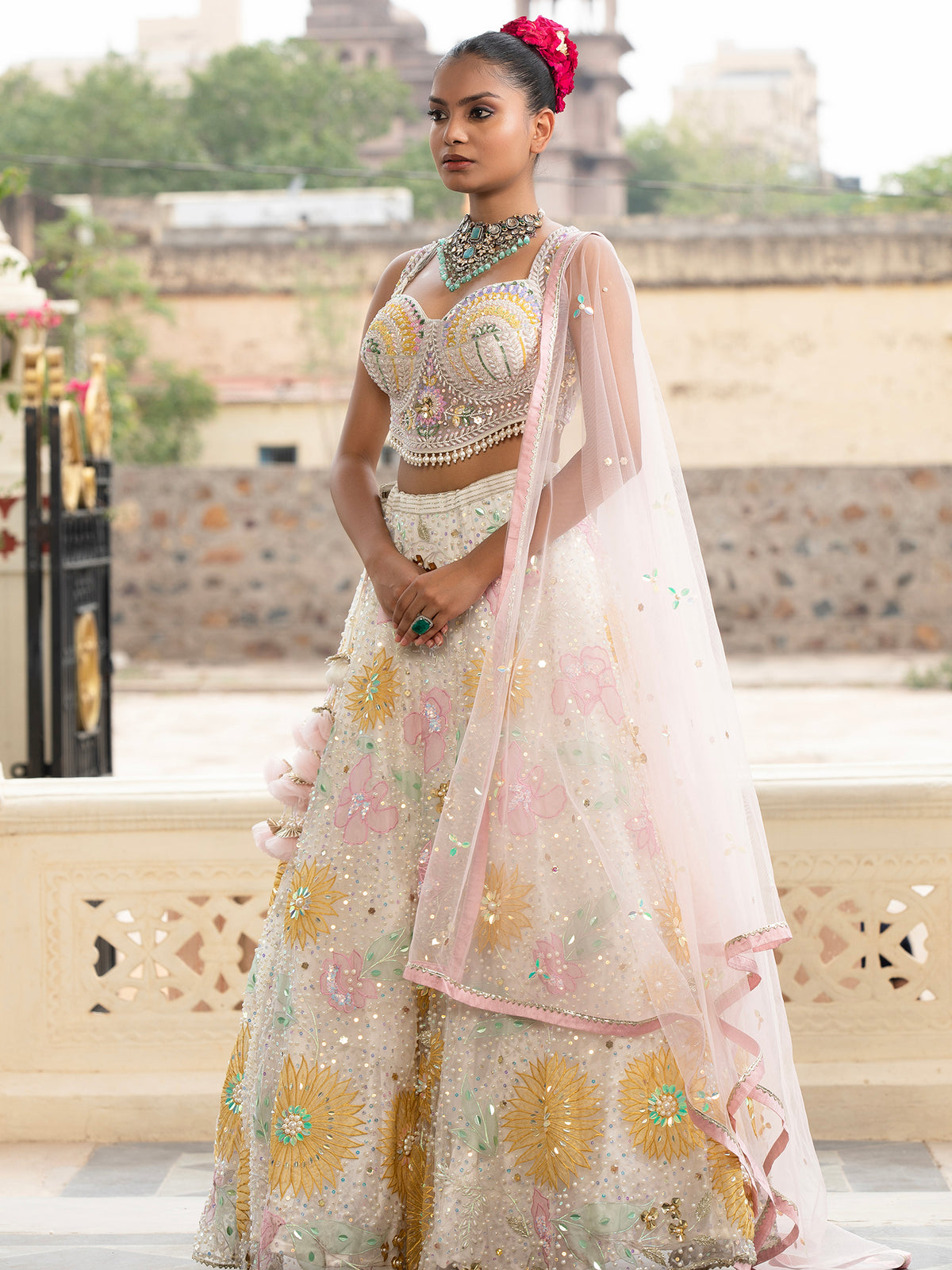 MyFashion -KLS-1495 Off-White Net Lehenga With Sequins