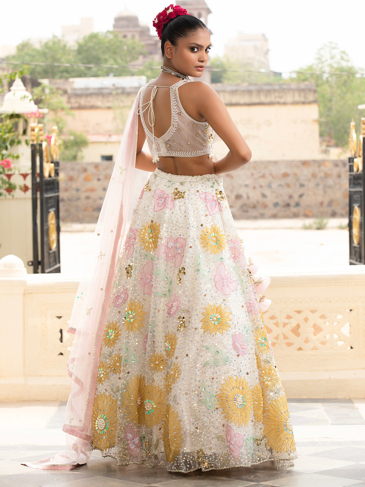 MyFashion -KLS-1495 Off-White Net Lehenga With Sequins
