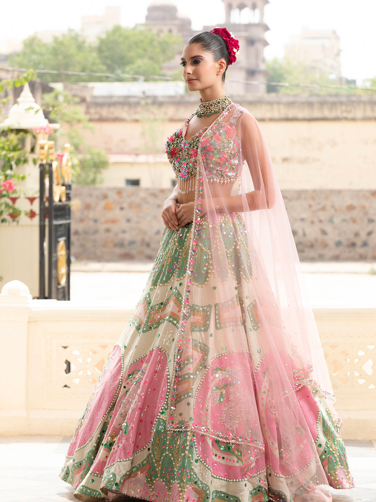 MyFashion -KLS-1492 Vibrant Multi-Color Silk Lehenga With Artistic Applique Work