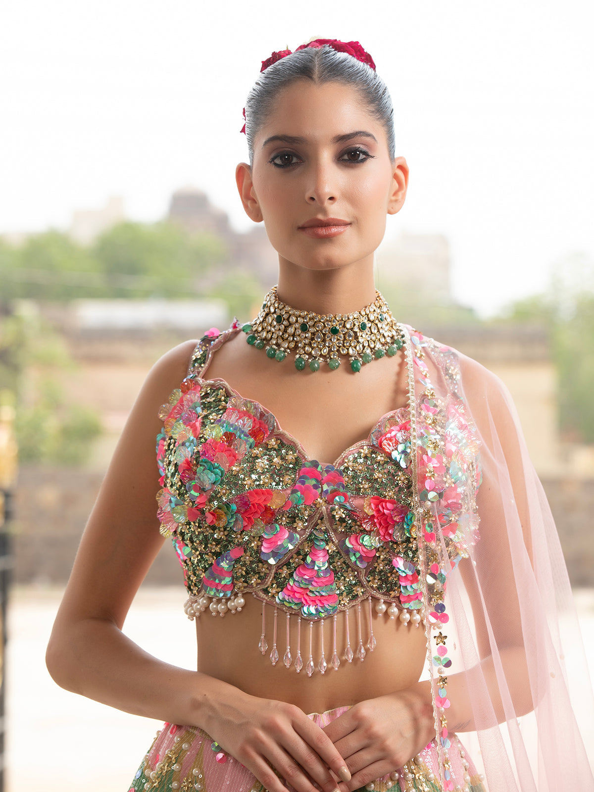 MyFashion -KLS-1492 Vibrant Multi-Color Silk Lehenga With Artistic Applique Work