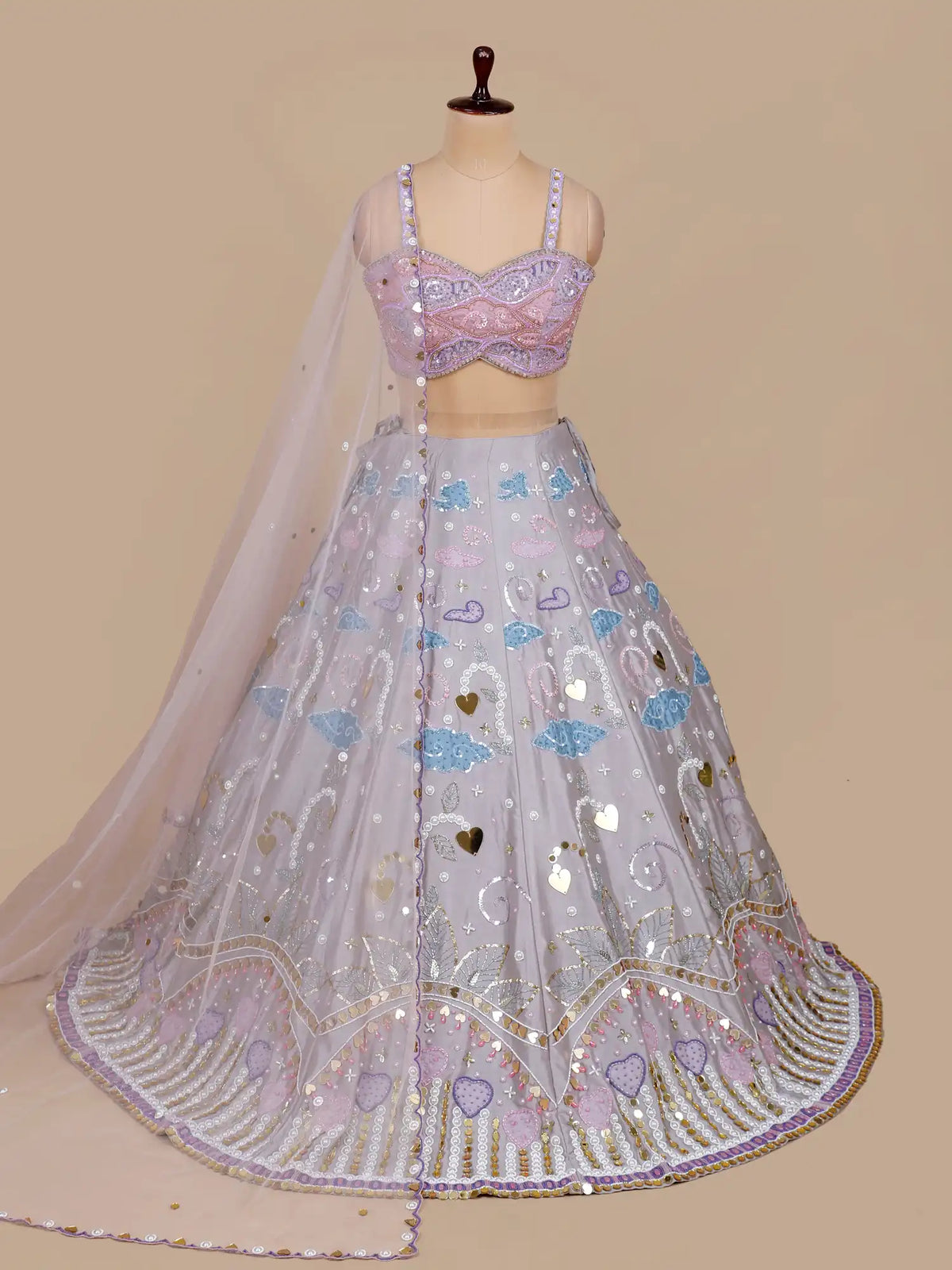 MyFashion KLS-2656 Navrang Luxe Sequin Pearl Mirror Raw Silk Lehenga