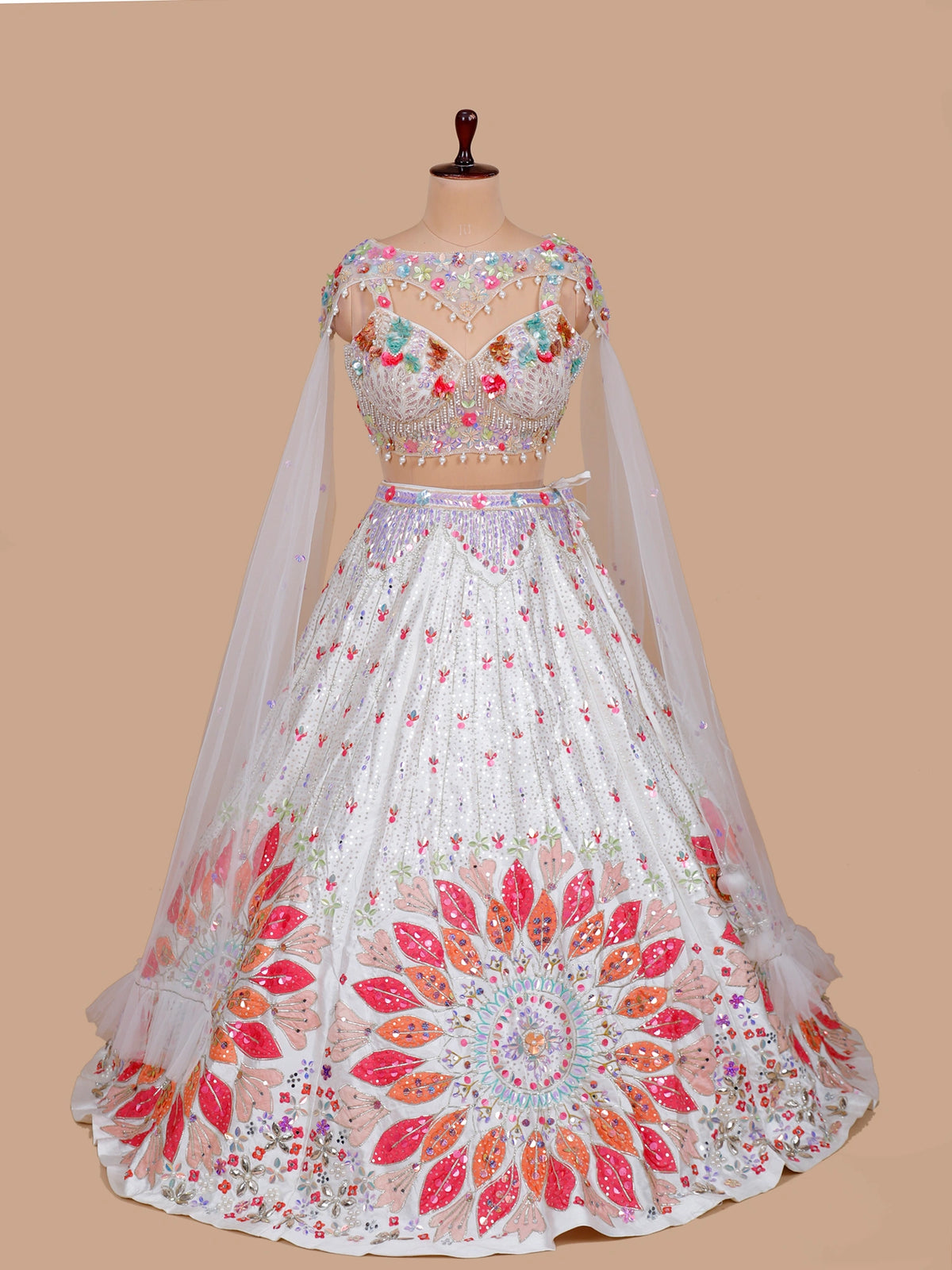 MyFashion KLS-2672 Rang-e-Noor Safed Raw Silk Aplique Luxe Lehenga