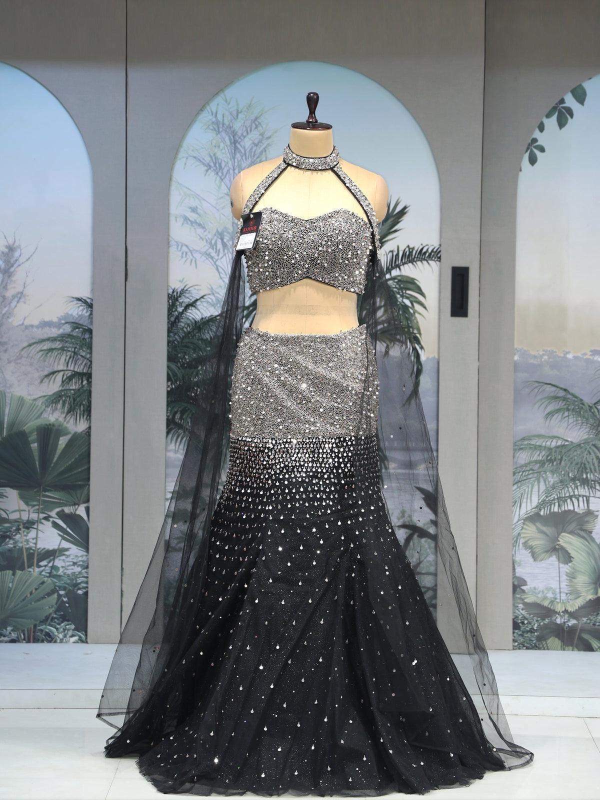 MyFashion KLS-2034 Black Silver Lehenga with Sequence & Thread