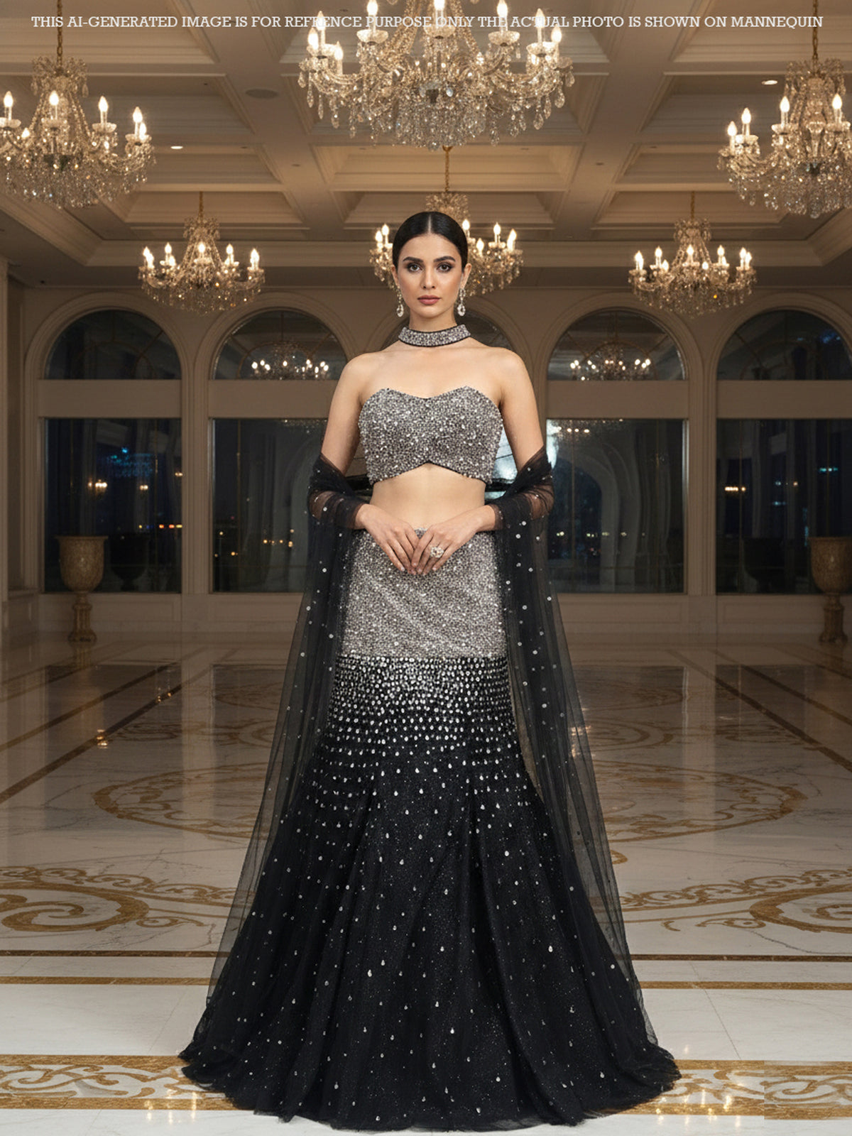 MyFashion KLS-2034 Black Silver Lehenga with Sequence & Thread