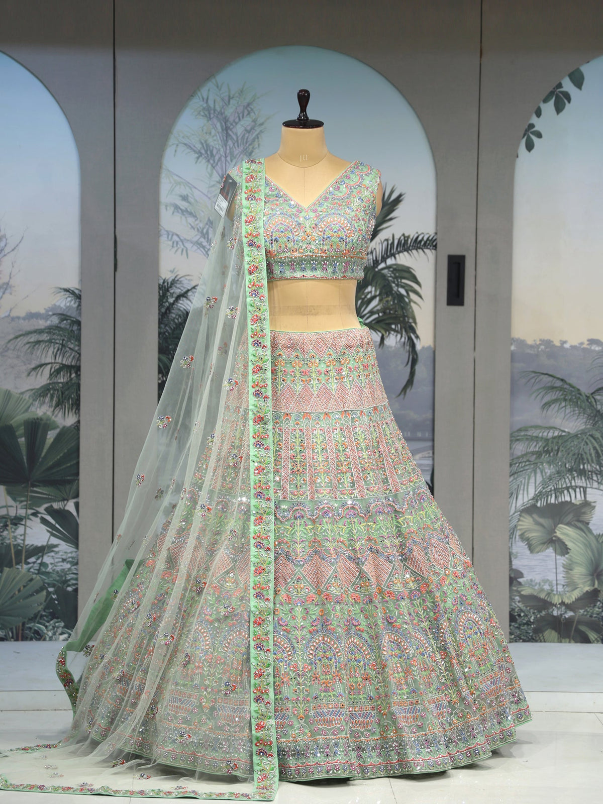 MyFashion KLS-2037 Color Symphony Net Lehenga with Thread & Mirror Sequence