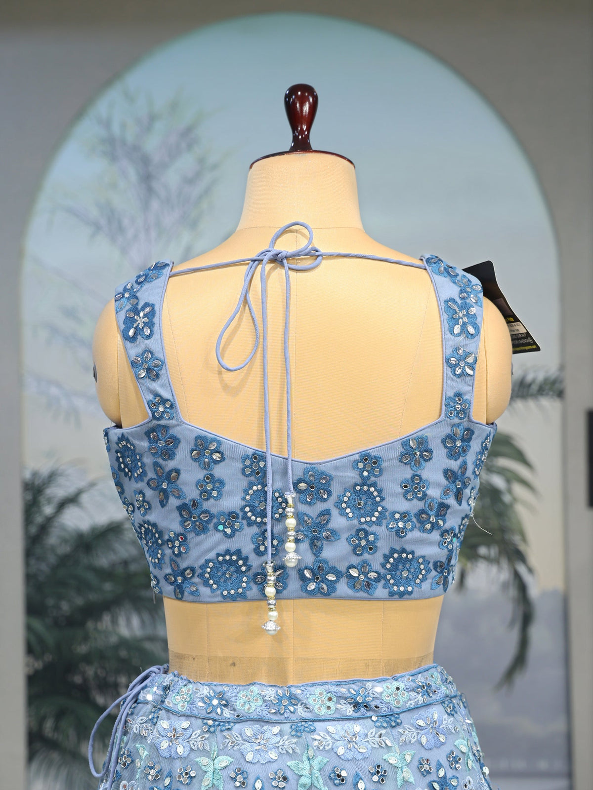 MyFashion KLS-2040 Ultimate Glam Look Sky Blue Sequin Mirror Lehenga