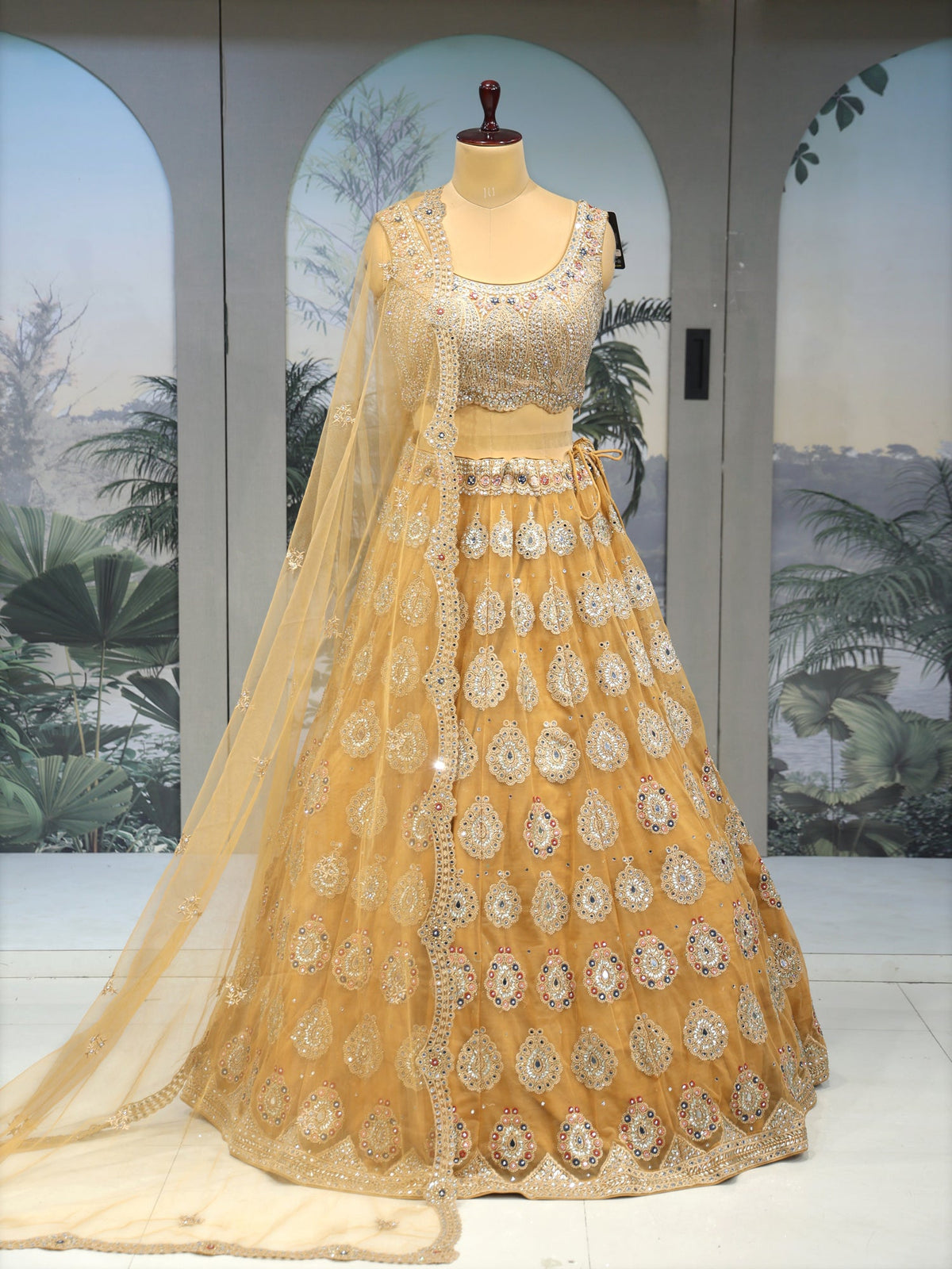 MyFashion KLS-2042 Mustard Lehenga Crafted with Mirror & Sequin