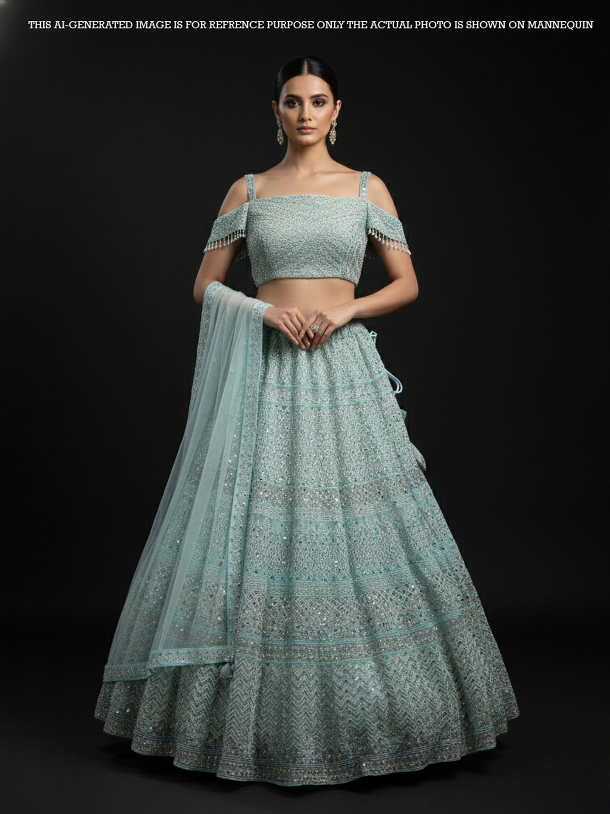 MyFashion KLS-2045 Crystal Aqua Lehenga Gentle and Grand Detailing