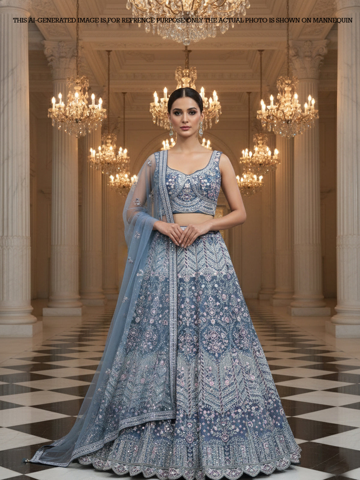 MyFashion KLS-2048 Blue Lehenga with Royal Sequence Elegance