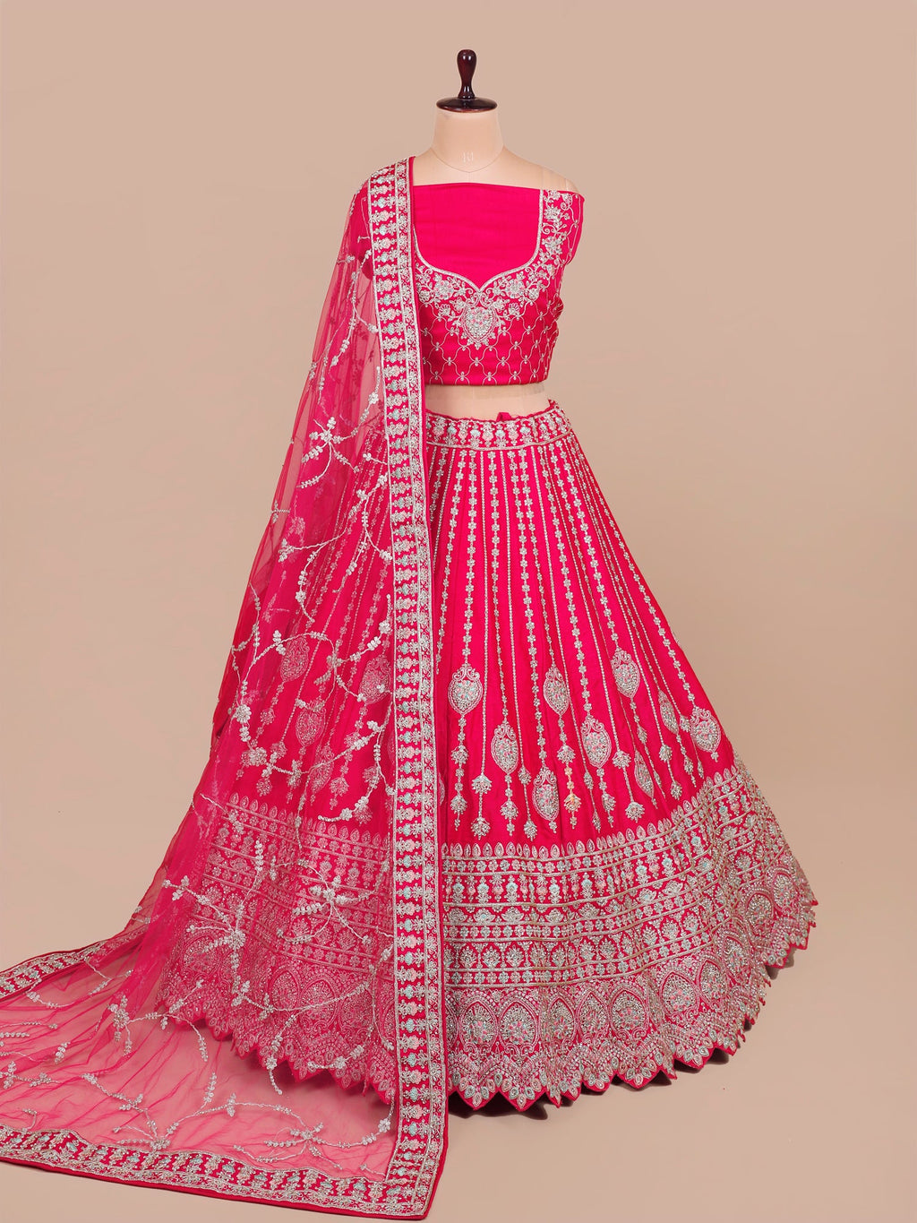 MyFashion KLS-2057 Rani Silk Floral Weave Lehenga With White Multithread