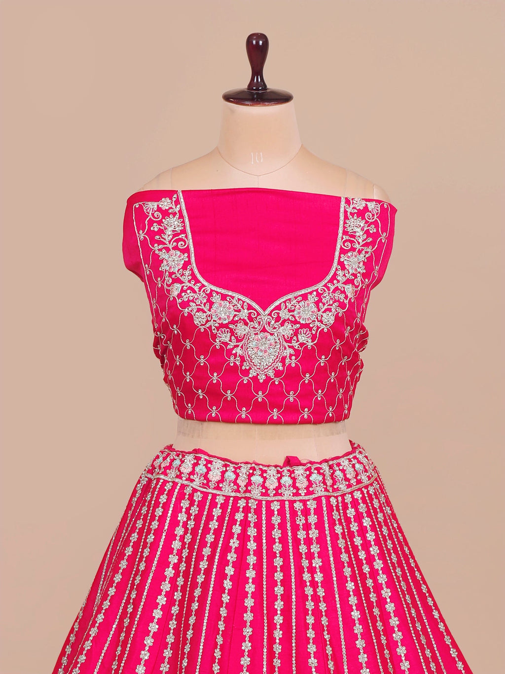 MyFashion KLS-2057 Rani Silk Floral Weave Lehenga With White Multithread