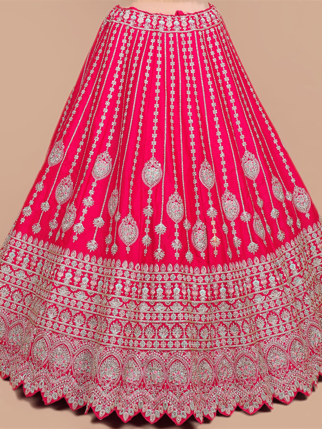 MyFashion KLS-2057 Rani Silk Floral Weave Lehenga With White Multithread