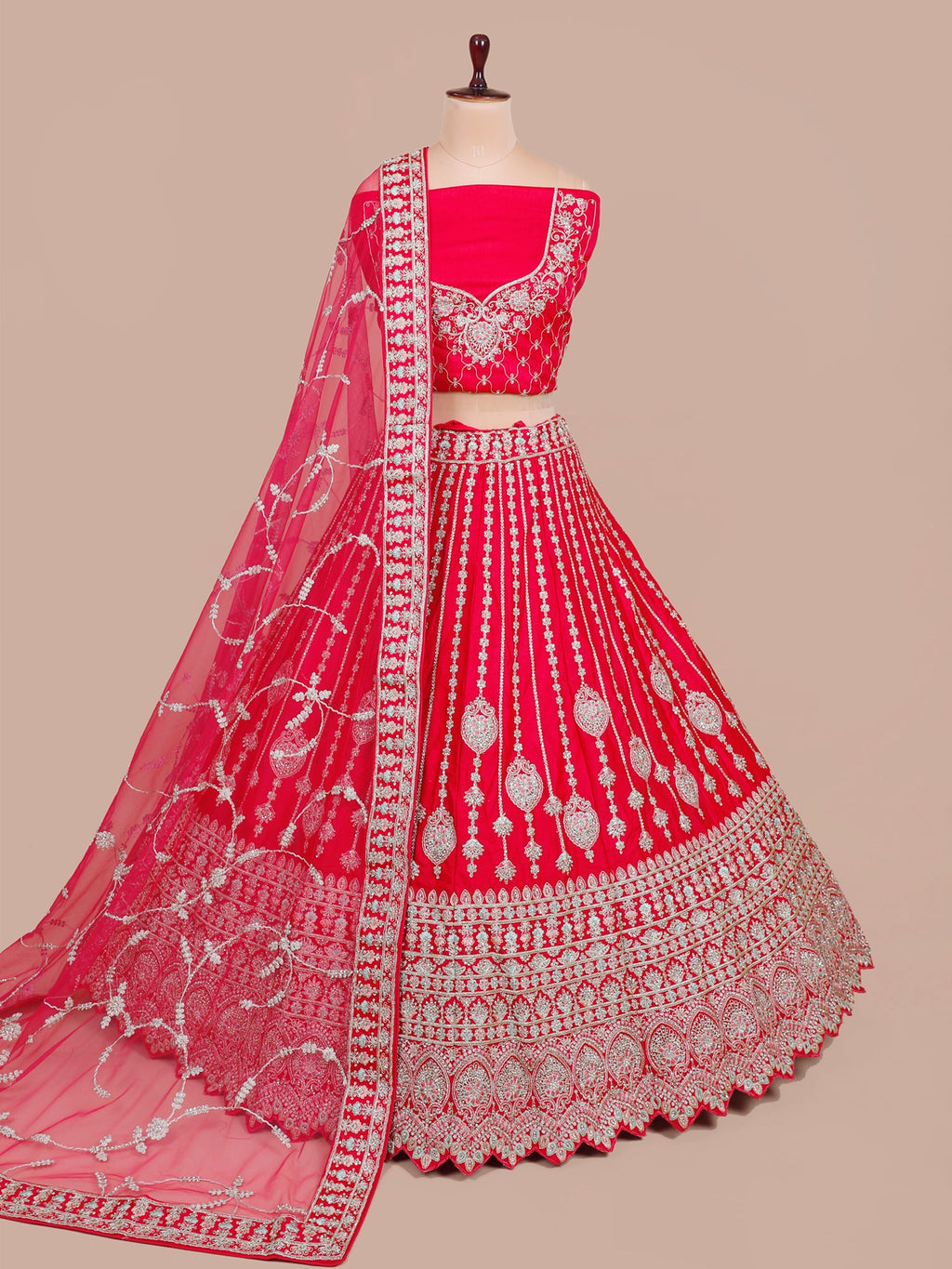 MyFashion KLS-2059 Scarlet Star Silk Lehenga With Diamond & Thread