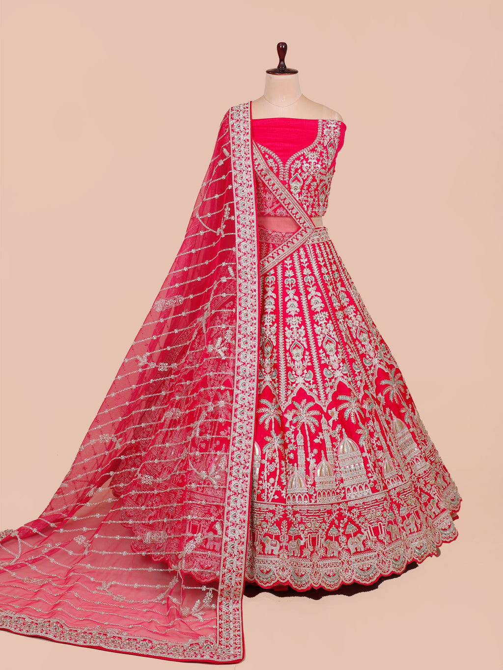 MyFashion KLS-2063 Regal Red Silk Jarkan Embellished Lehenga