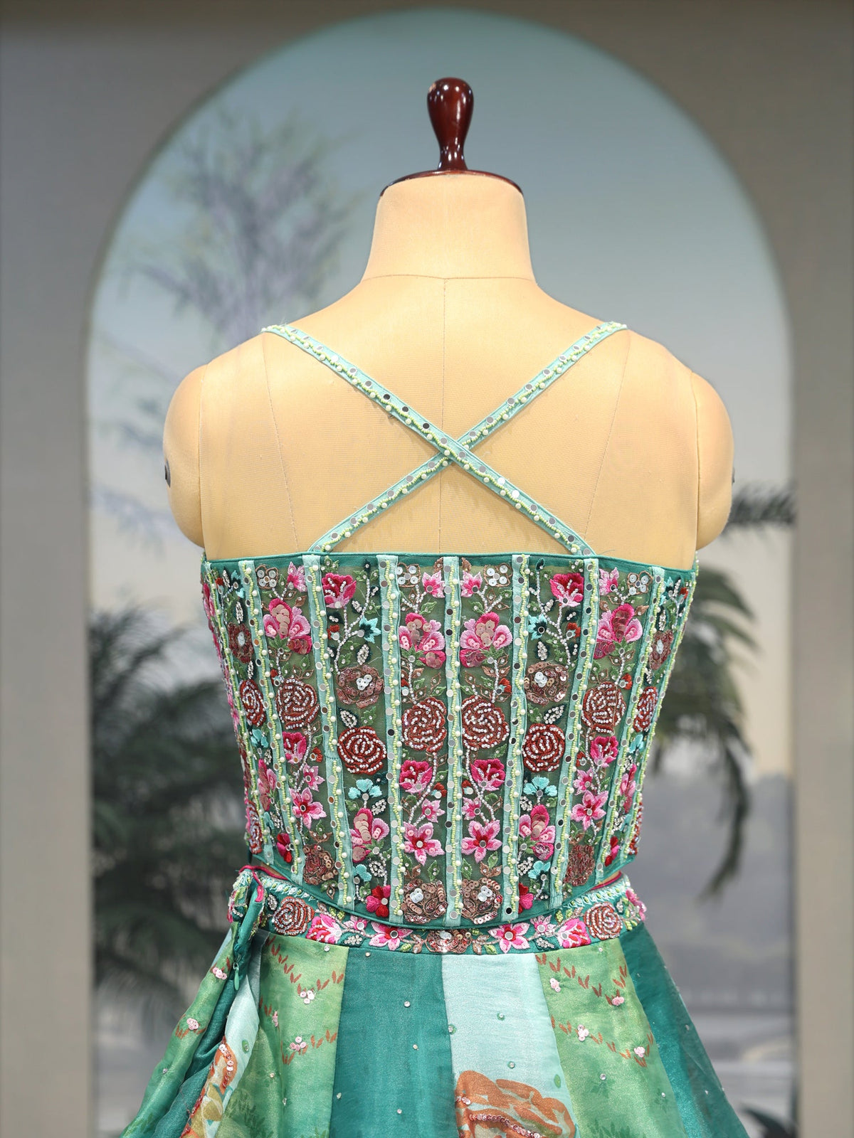 MyFashion KLS-2072 Royal Multi-Color Organza Lehenga With Jarkan & Bead