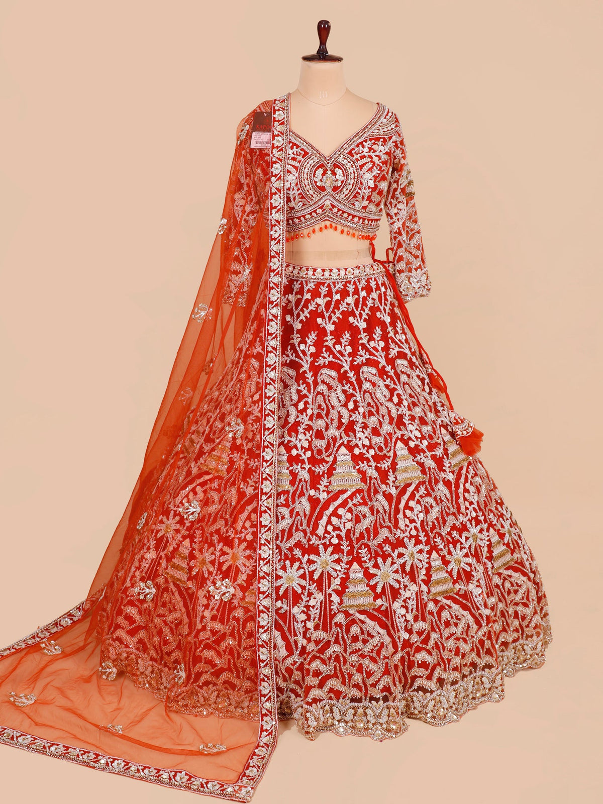 MyFashion KLS-2073 Rust Orange Designer Net Lehenga