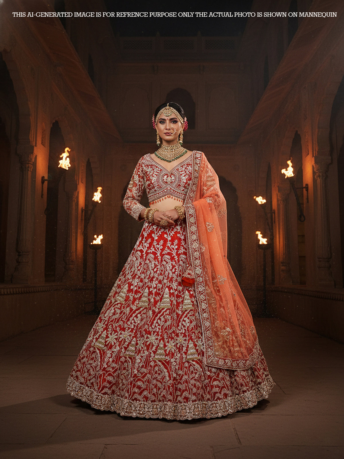 MyFashion KLS-2073 Rust Orange Designer Net Lehenga