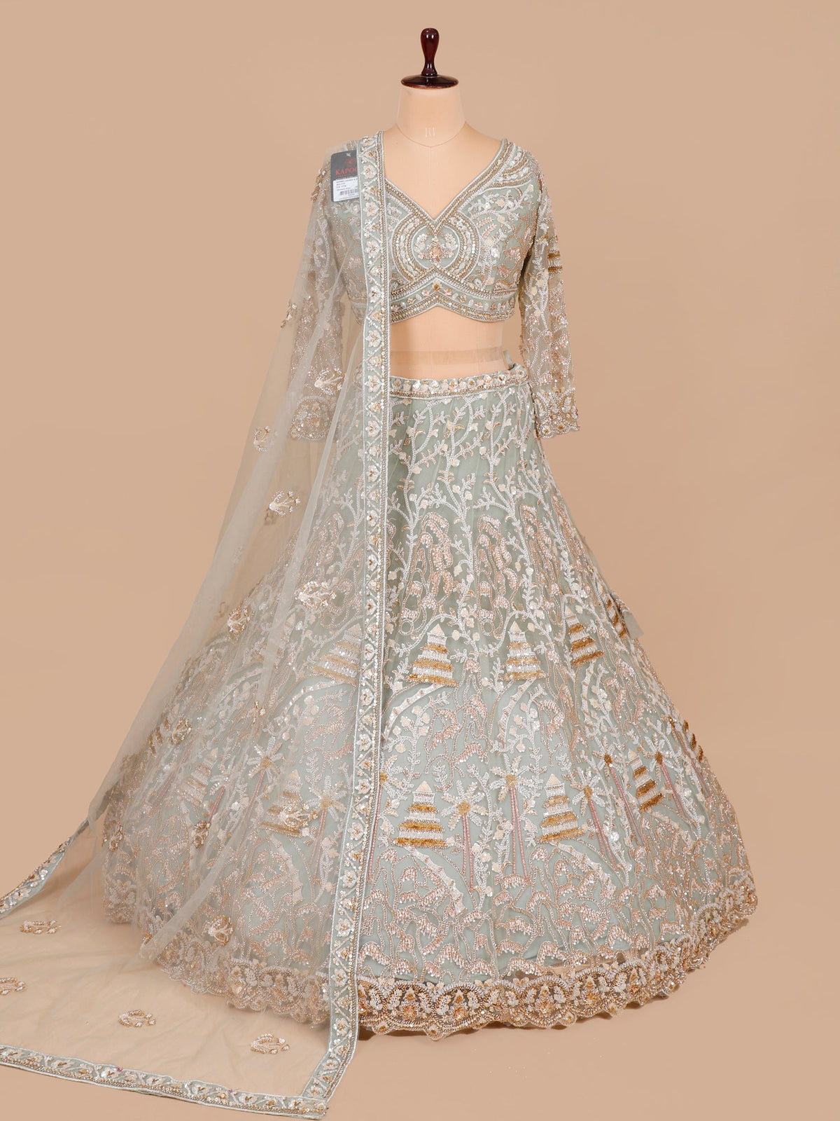 MyFashion KLS-2074 Cloud Shade Net Lehenga With Handcrafted Beads Work