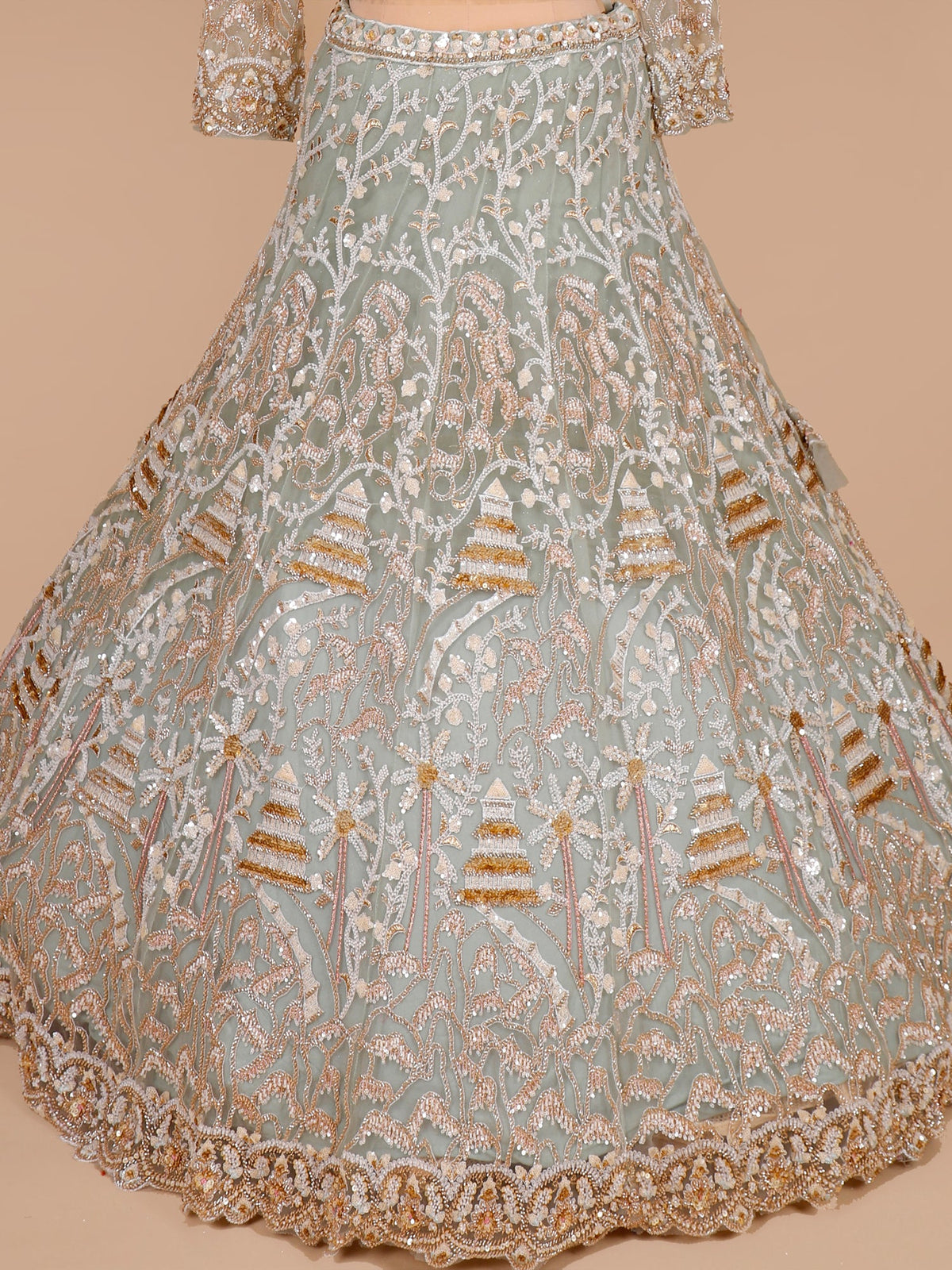 MyFashion KLS-2074 Cloud Shade Net Lehenga With Handcrafted Beads Work